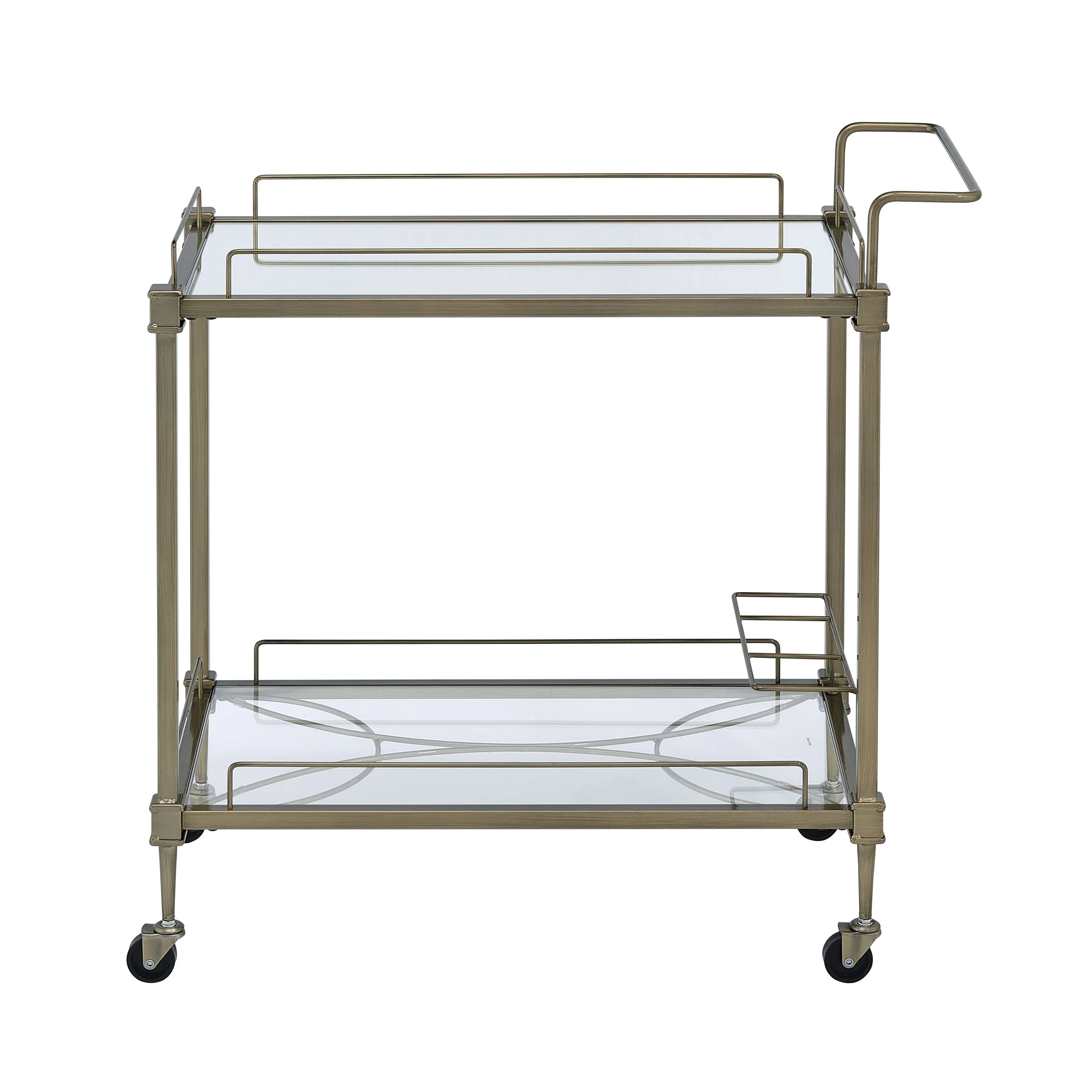 Aditya Mirrored & Antique Brass Finish Serving Cart - Image 5
