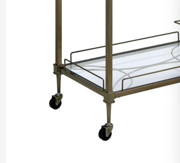 Aditya Mirrored & Antique Brass Finish Serving Cart - Image 6