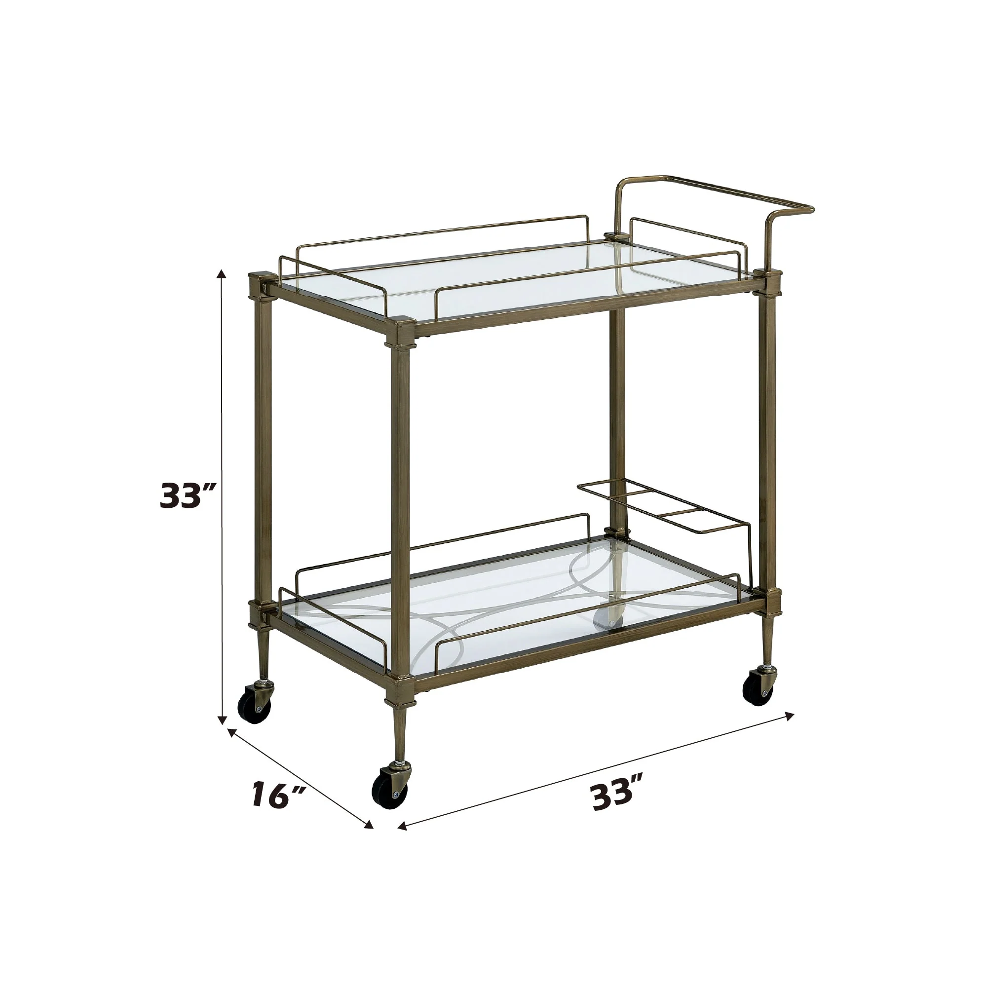 Aditya Mirrored & Antique Brass Finish Serving Cart - Image 7
