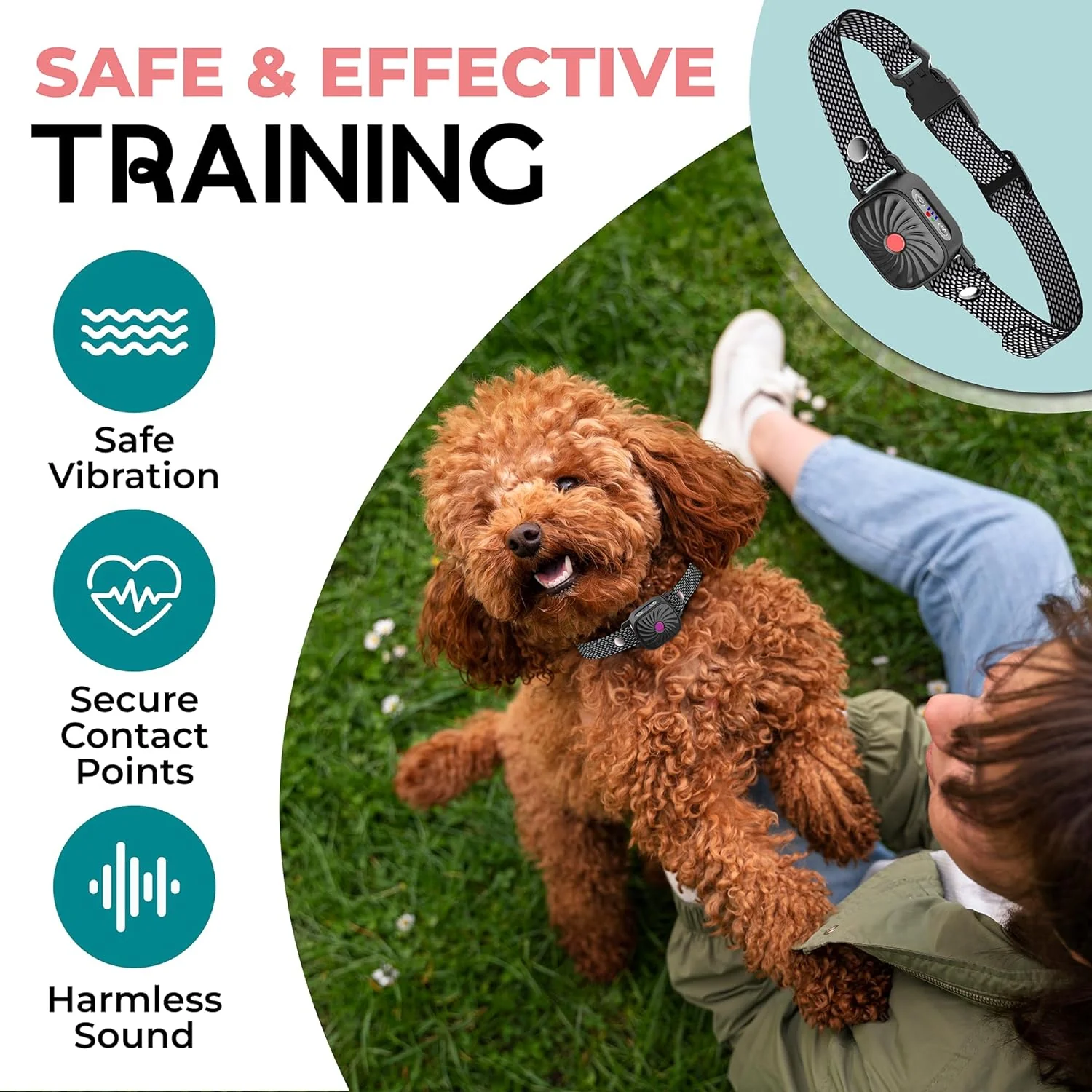 Adjustable Anti Bark Dog Collar Training Collar with Safe Stimulation - Image 3
