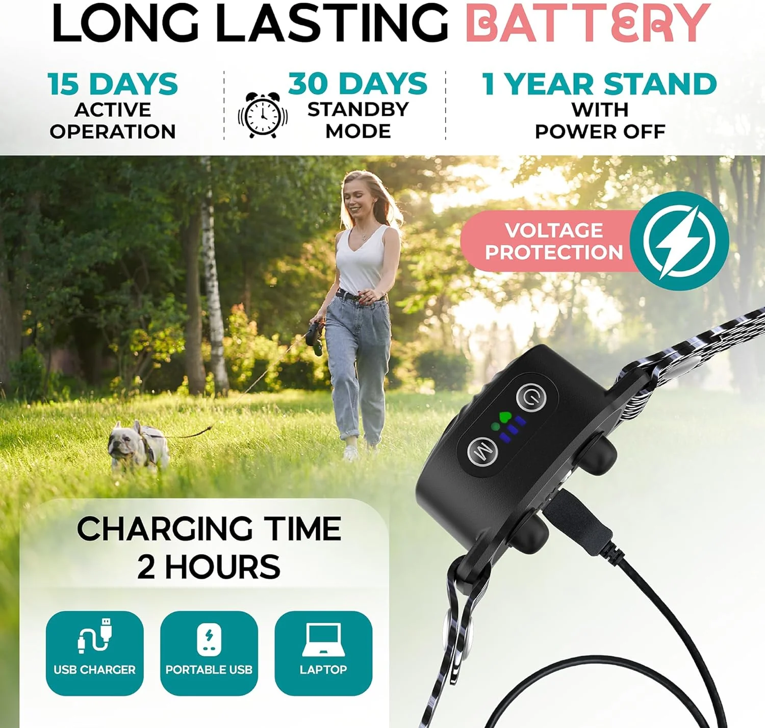 Adjustable Anti Bark Dog Collar Training Collar with Safe Stimulation - Image 4