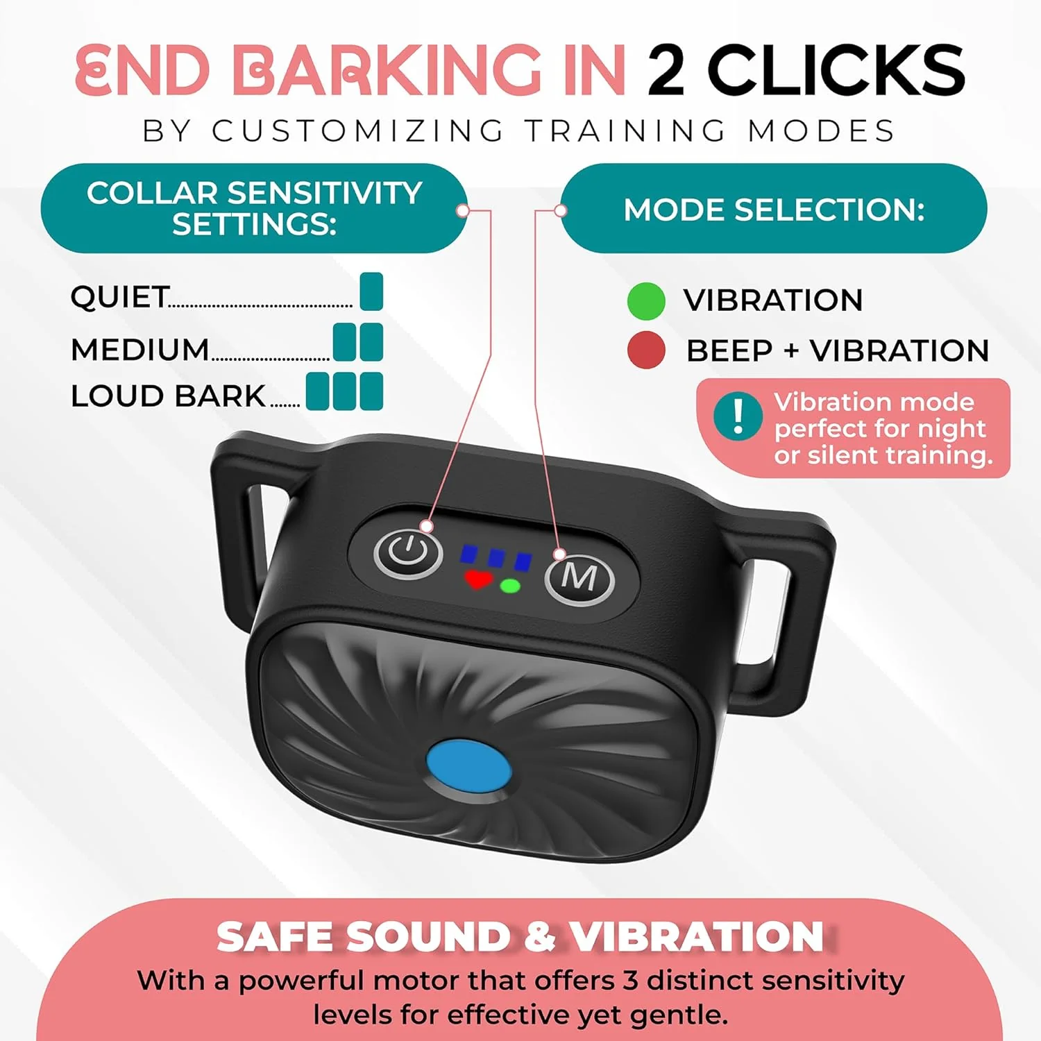Adjustable Anti Bark Dog Collar Training Collar with Safe Stimulation - Image 6