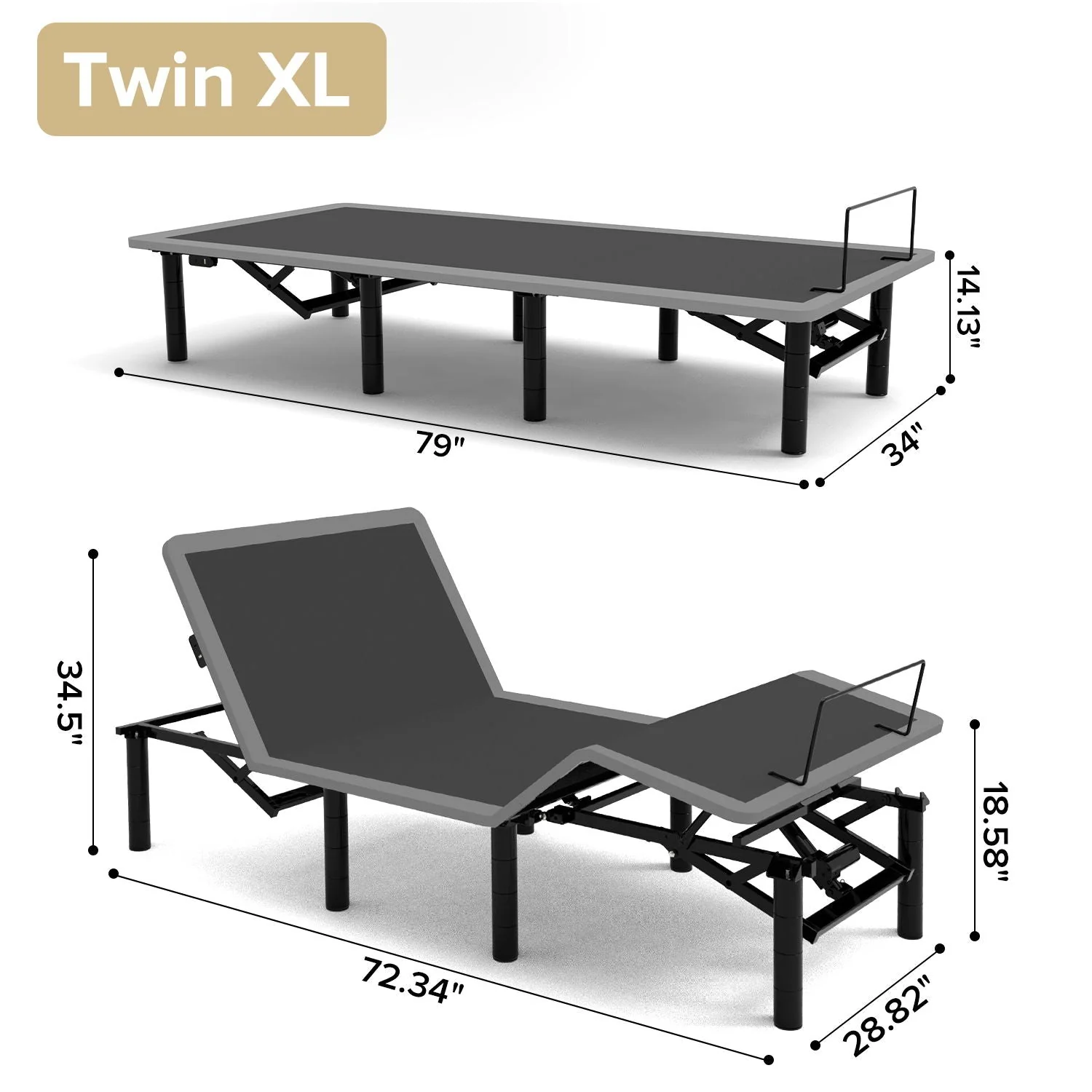 Adjustable Bed Frame With Massage Head & Foot Incline, Wireless Remote, USB Ports, LED Night Light - Image 3