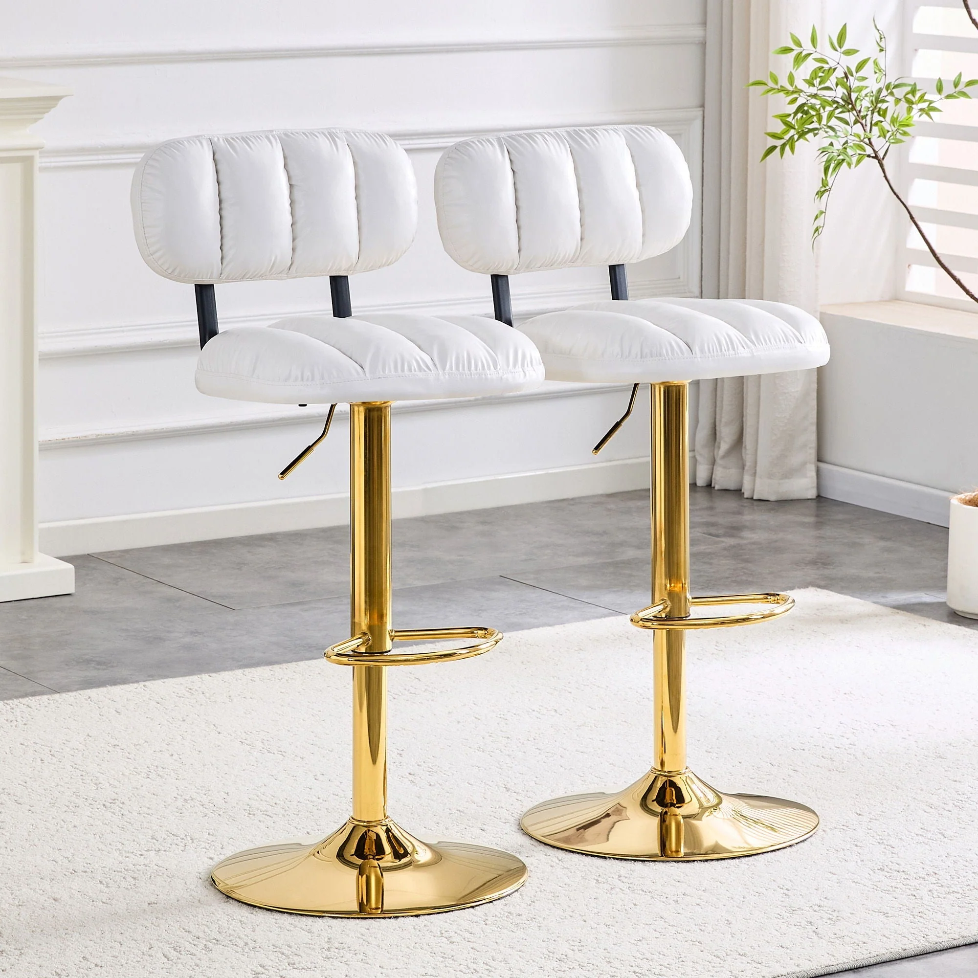 Adjustable Height Bar Stools & Footrest For Kitchen Island (Set of 2) - Image 5