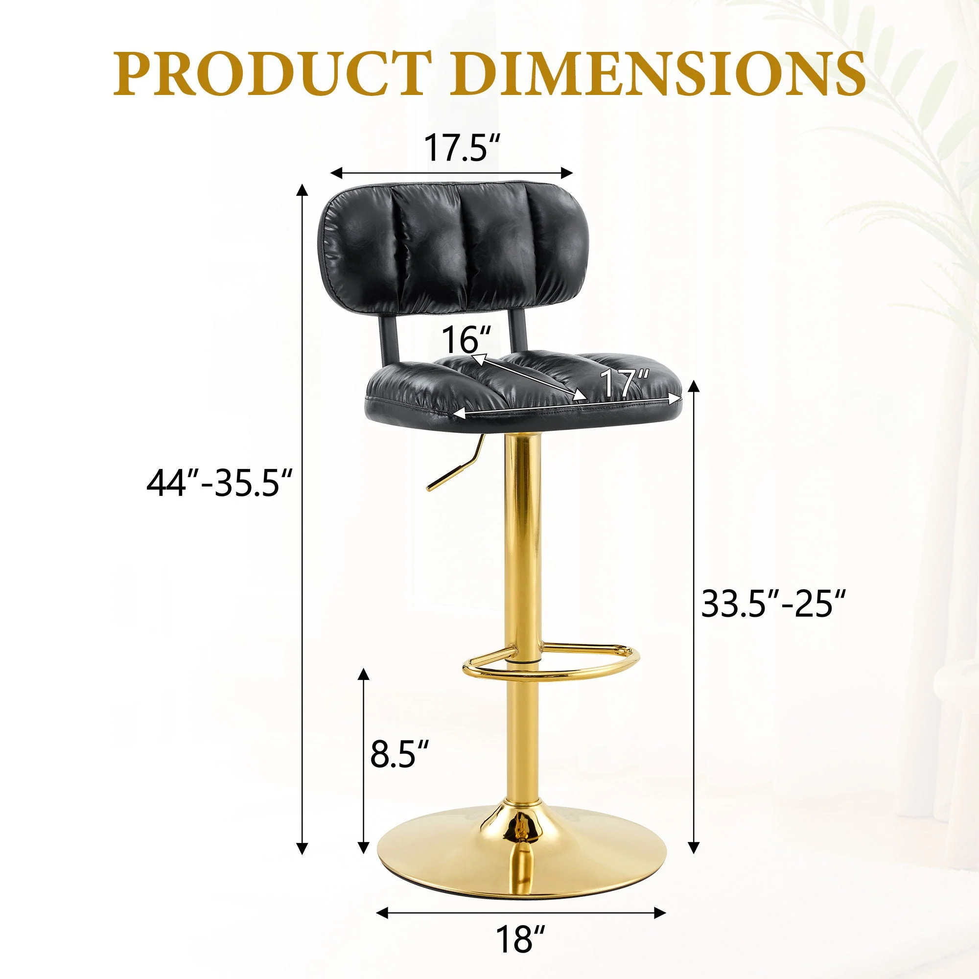 Adjustable Height Bar Stools & Footrest For Kitchen Island (Set of 2) - Image 7