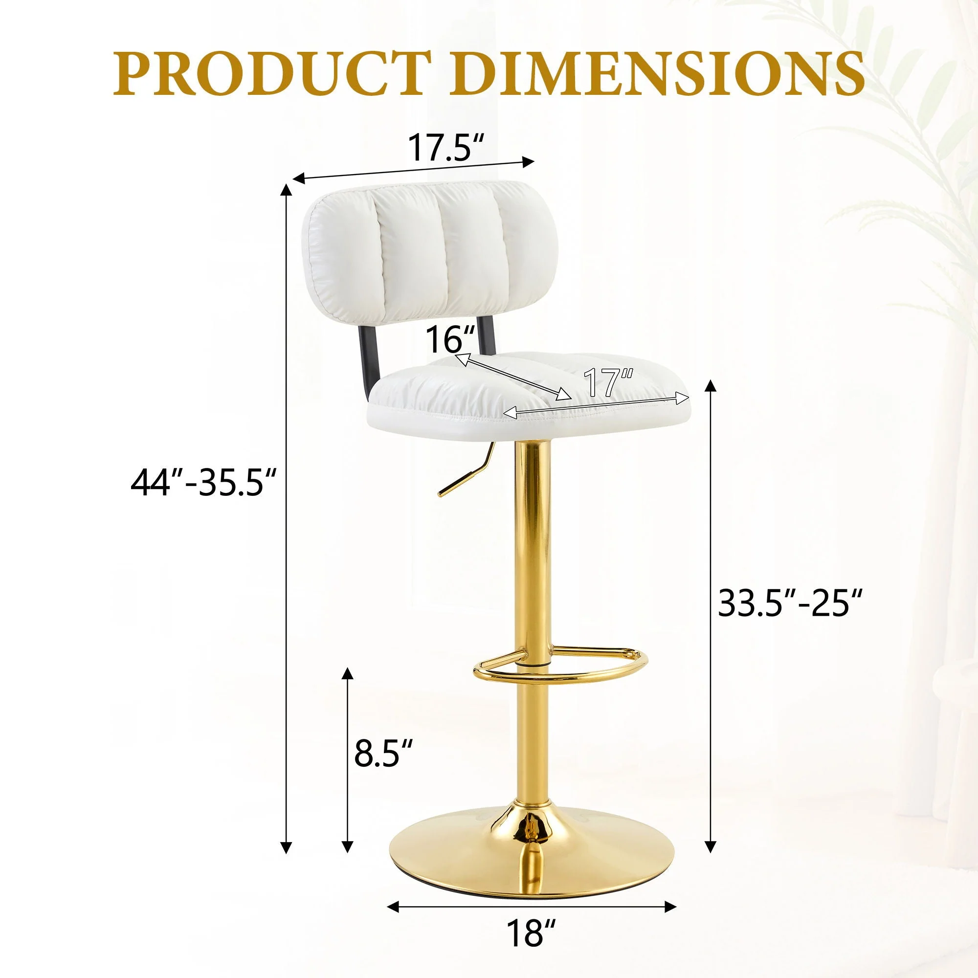 Adjustable Height Bar Stools & Footrest For Kitchen Island (Set of 2) - Image 8