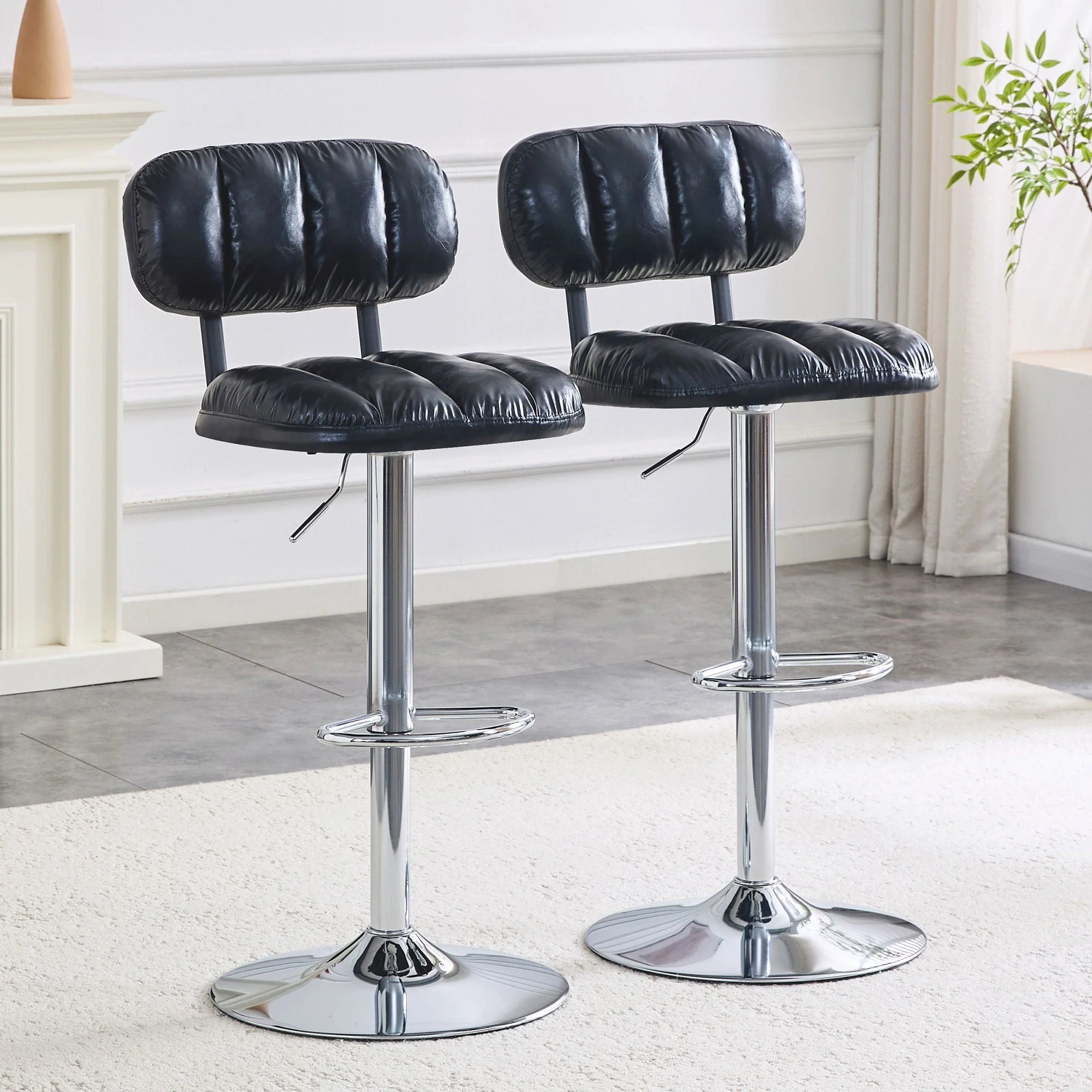 Adjustable Height Bar Stools With Footrest For Kitchen Island (Set of 2) - Image 3