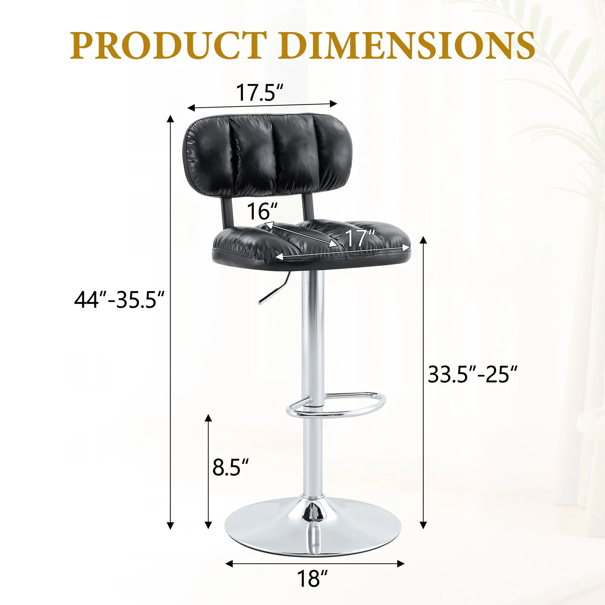 Adjustable Height Bar Stools With Footrest For Kitchen Island (Set of 2) - Image 6