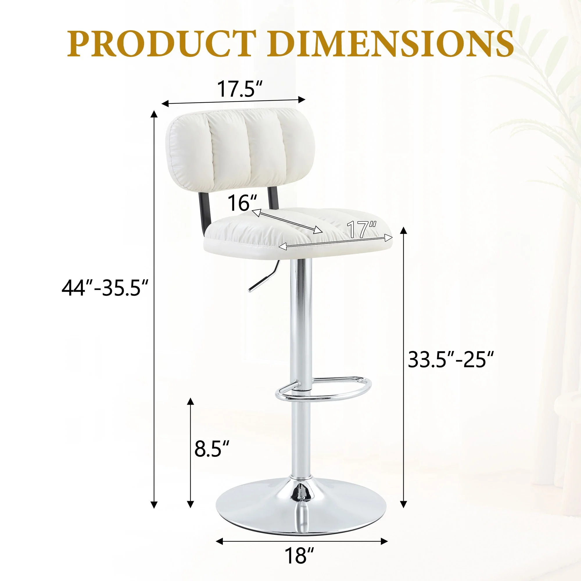 Adjustable Height Bar Stools With Footrest For Kitchen Island (Set of 2) - Image 8