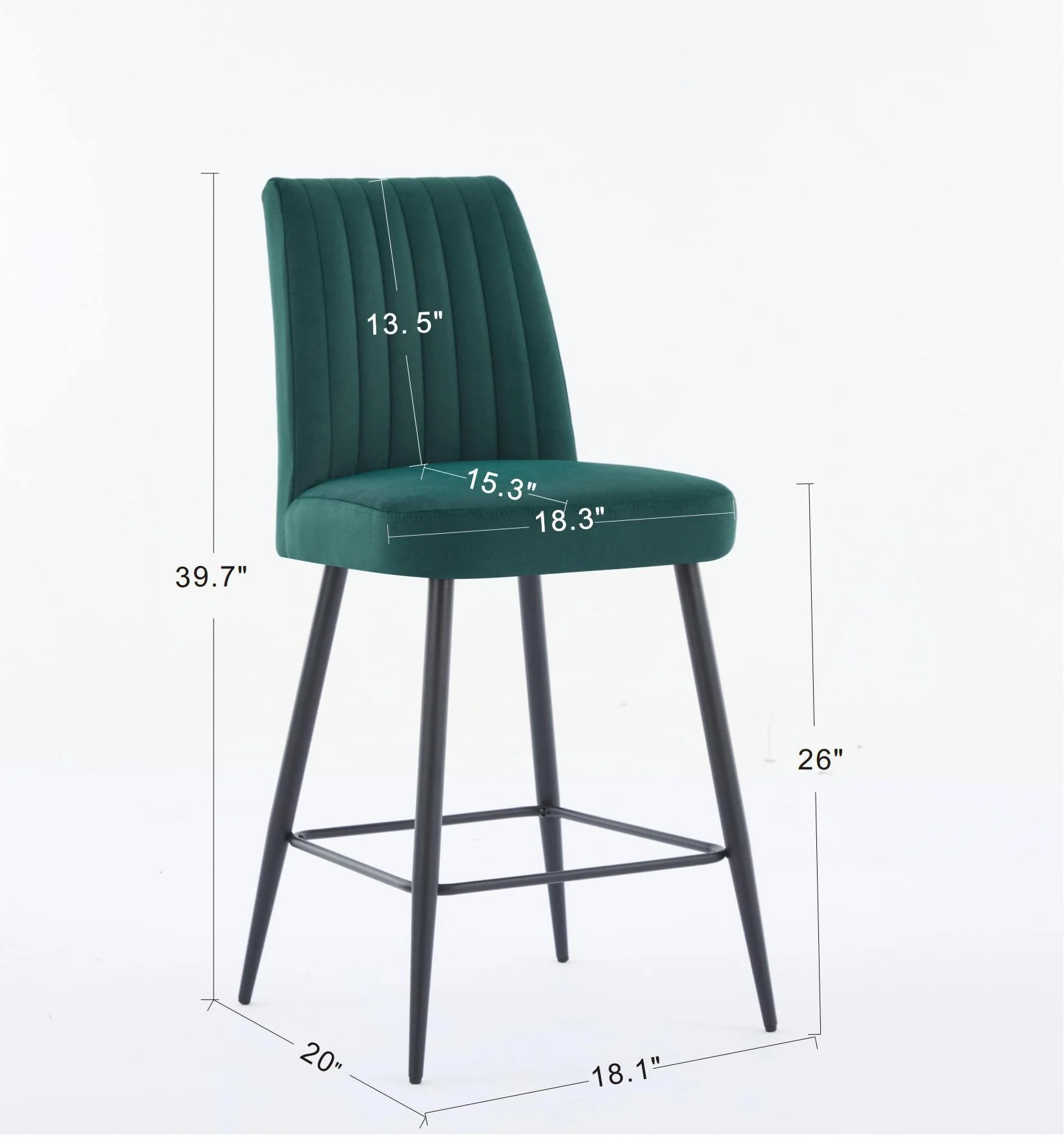 Adjustable Iron Feet Velvet Green Bar Chairs Set of 2 - Image 4