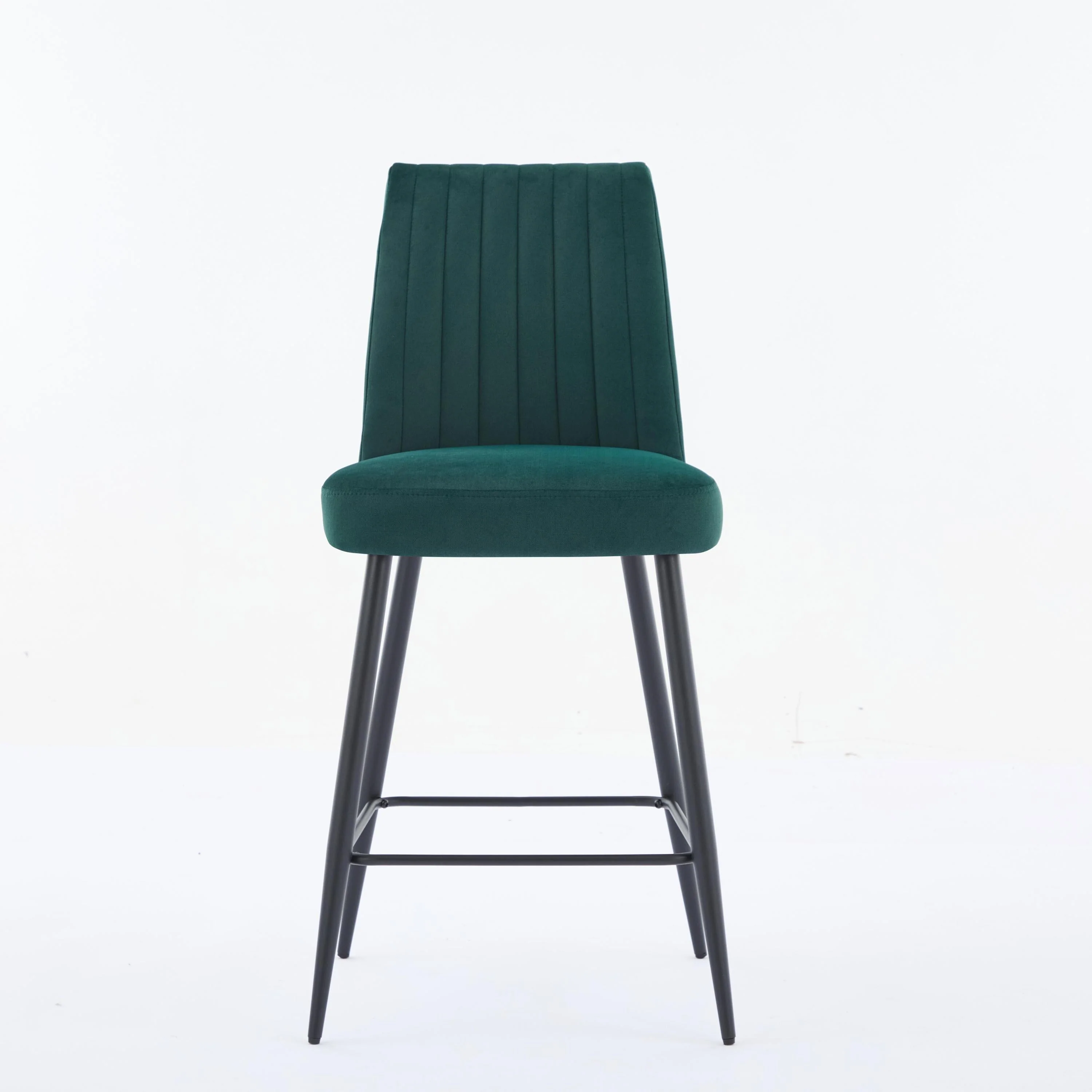 Adjustable Iron Feet Velvet Green Bar Chairs Set of 2 - Image 7