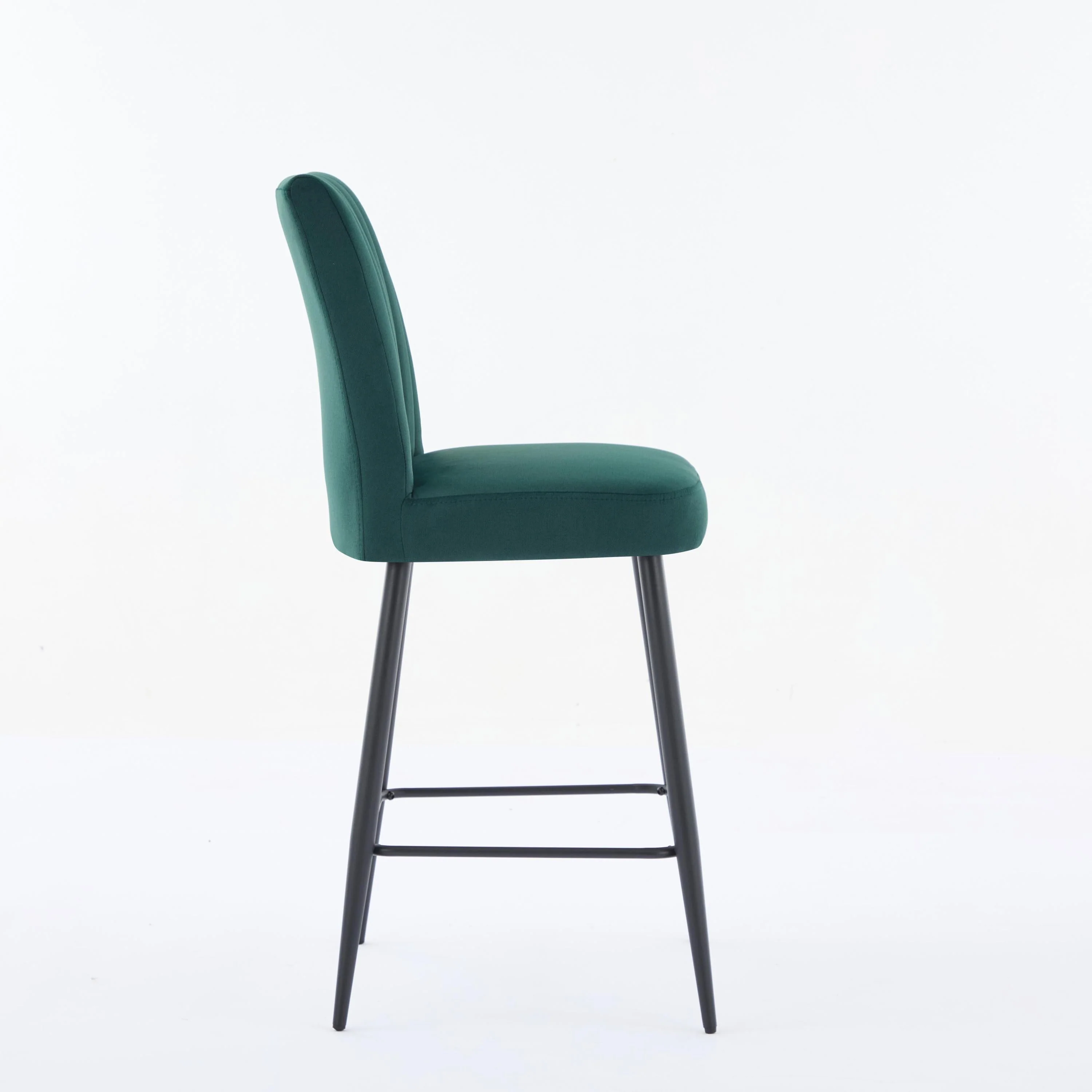 Adjustable Iron Feet Velvet Green Bar Chairs Set of 2 - Image 8