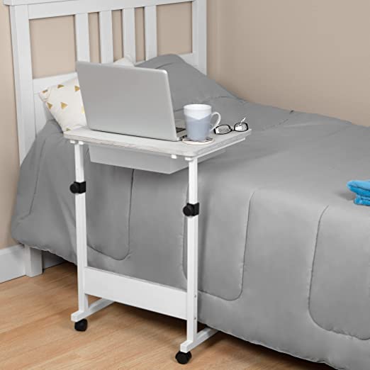 Adjustable Overbed Bedside Table with Wheels - Image 10
