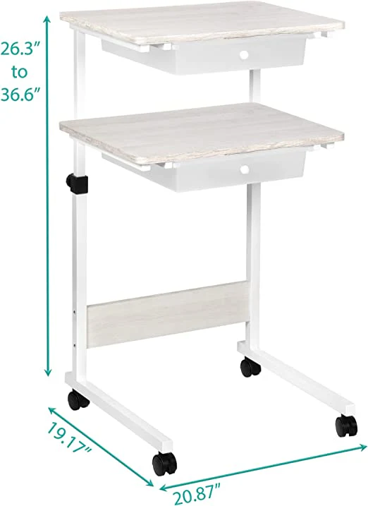 Adjustable Overbed Bedside Table with Wheels - Image 12