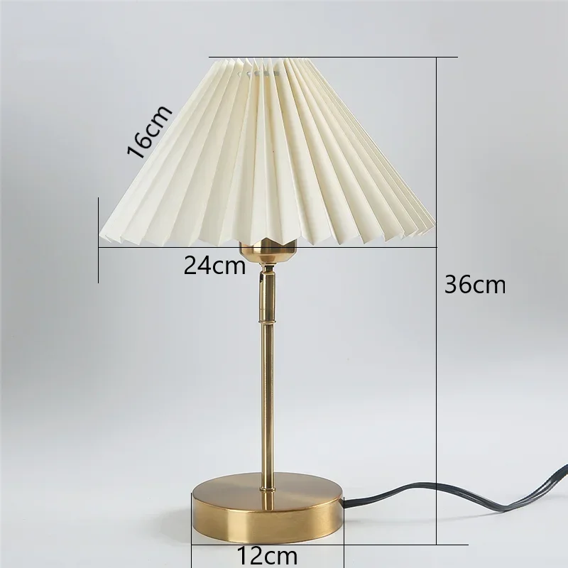 Adjustable Pleated LED Table Lamp – Retro E27 Desk Light for Bedroom & Living Room - Image 9