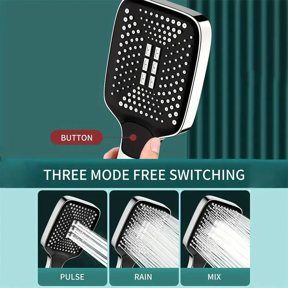 Adjustable Rainfall Shower Head 3 Mode High Pressure Water Saving Bathroom Mixer - Image 4