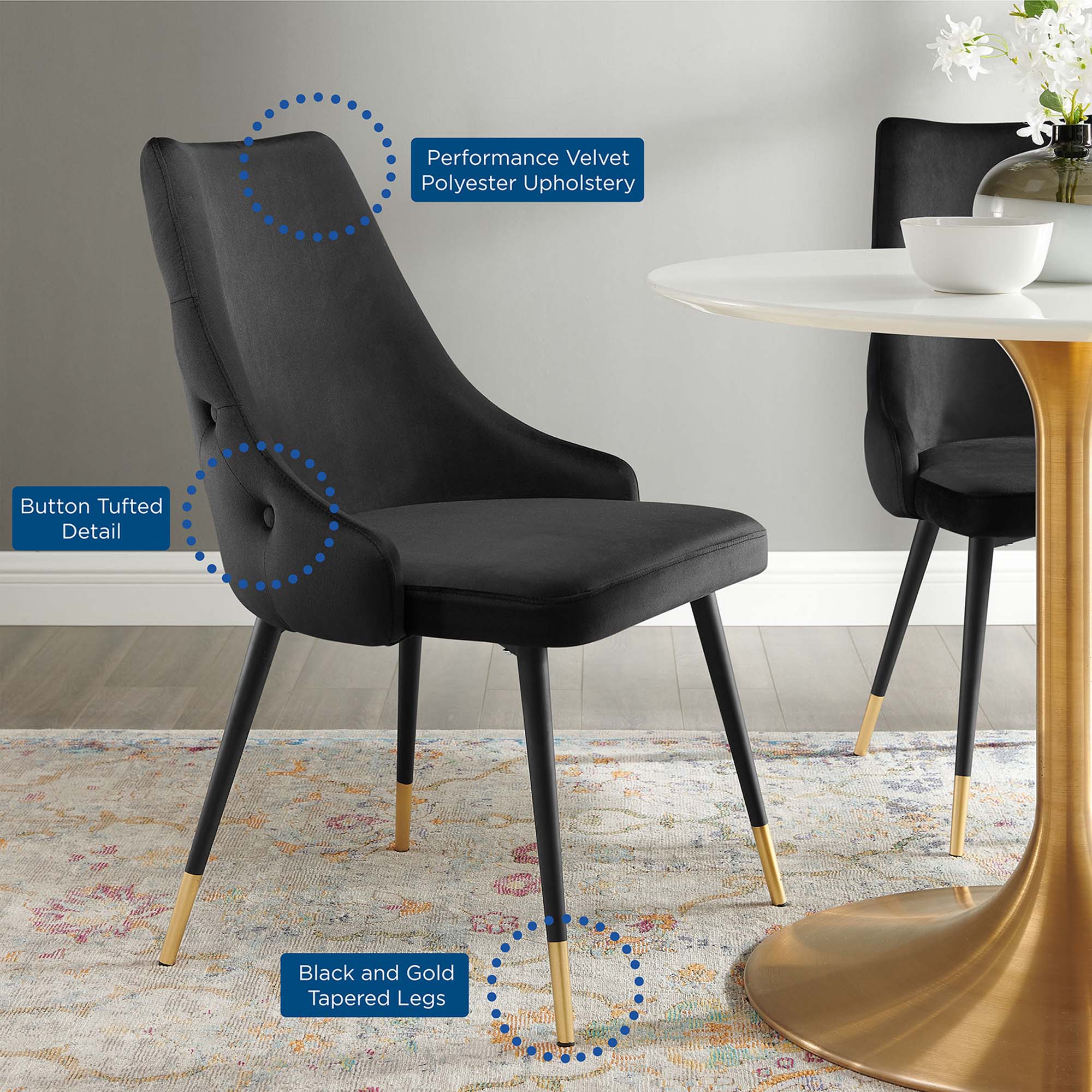 Adorn Tufted Performance Velvet Dining Side Chair by Modway - Image 2