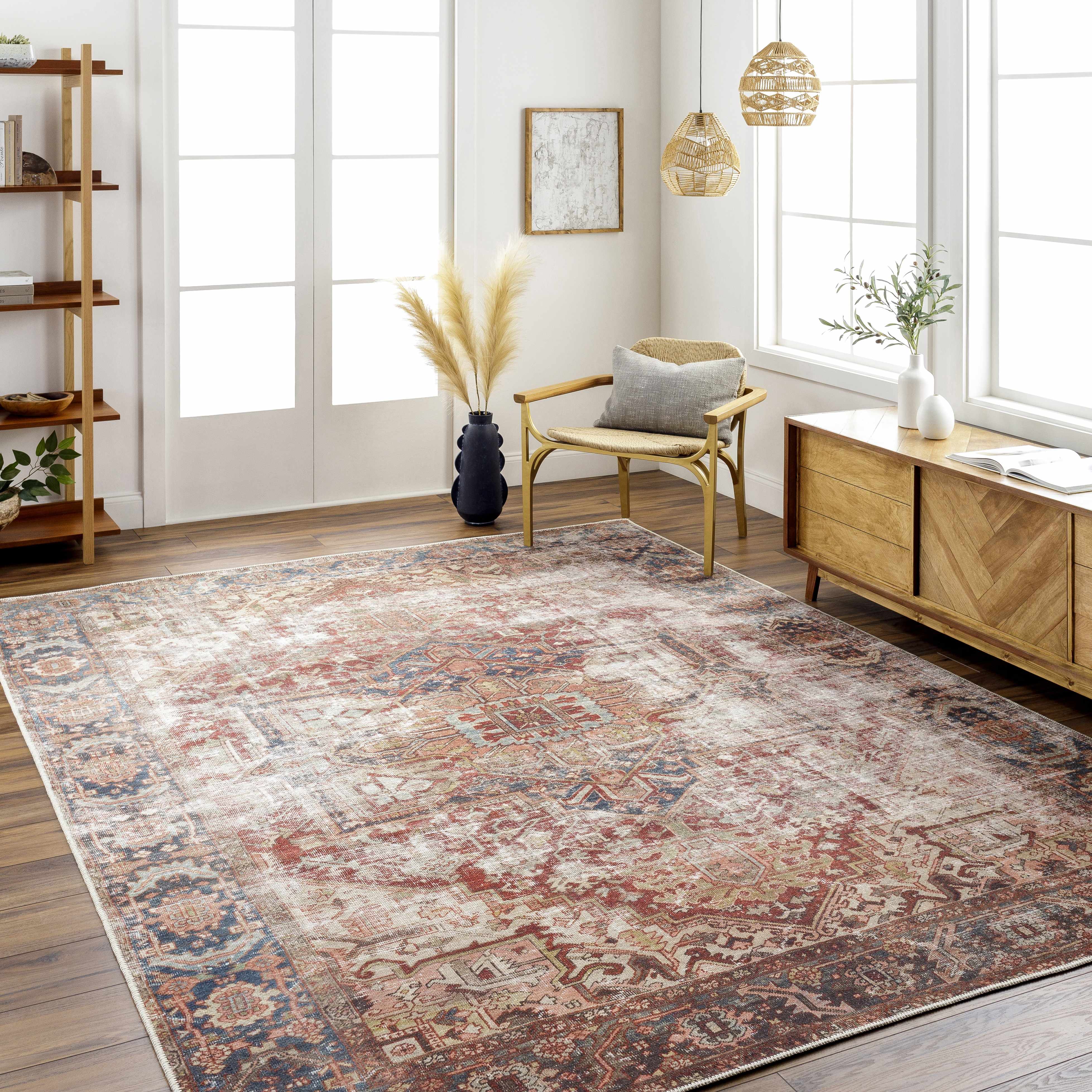 Adtugan Vintage Flat Pile Washable Rug - Image 12