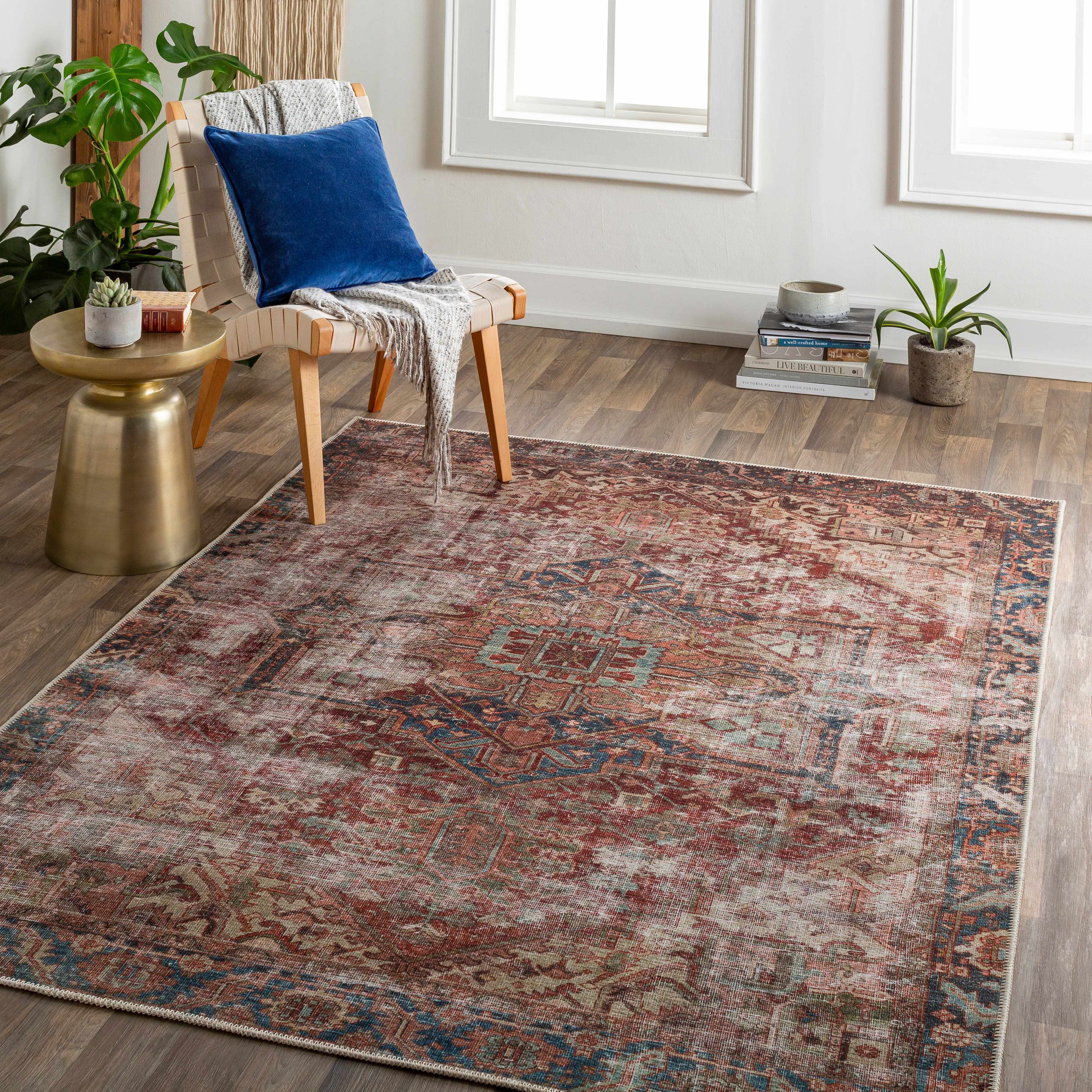Adtugan Vintage Flat Pile Washable Rug - Image 2