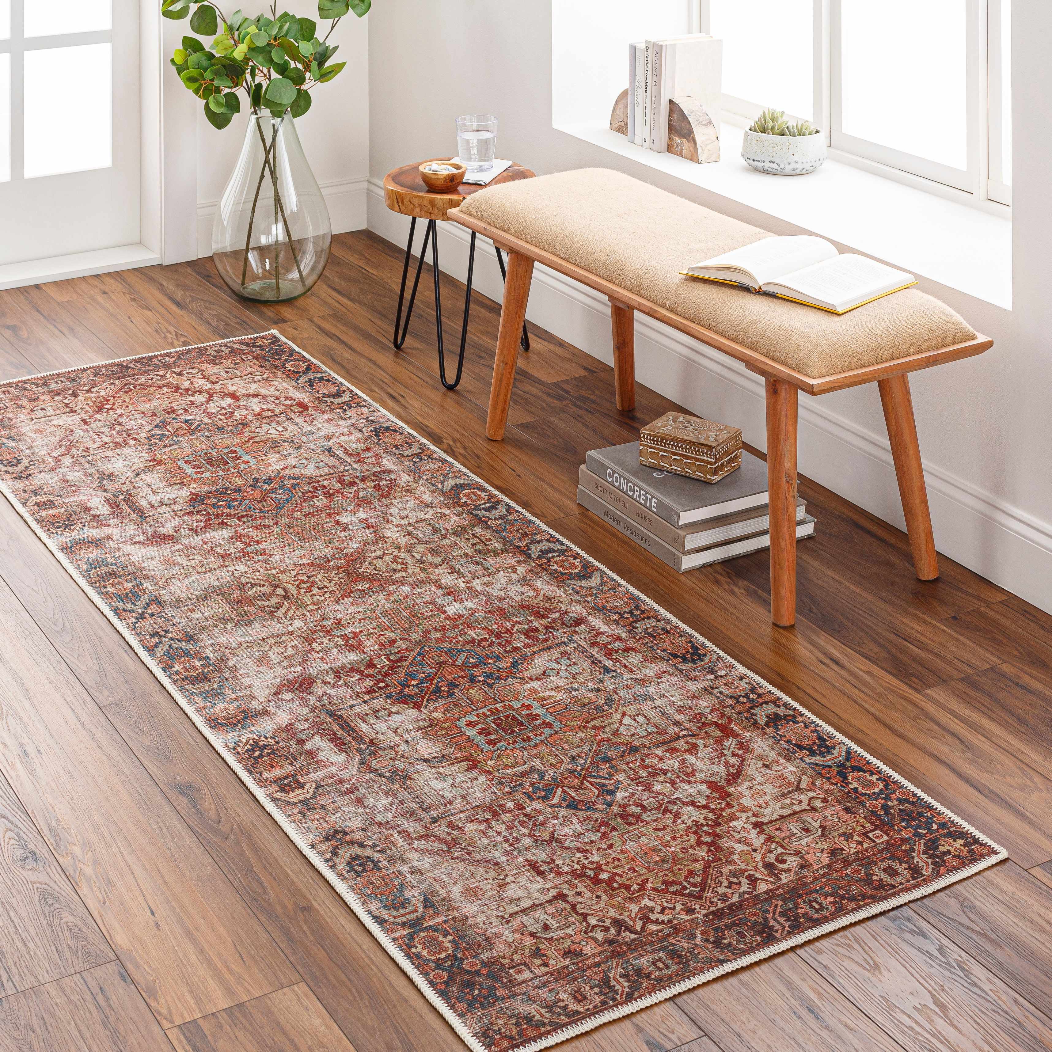 Adtugan Vintage Flat Pile Washable Rug - Image 3