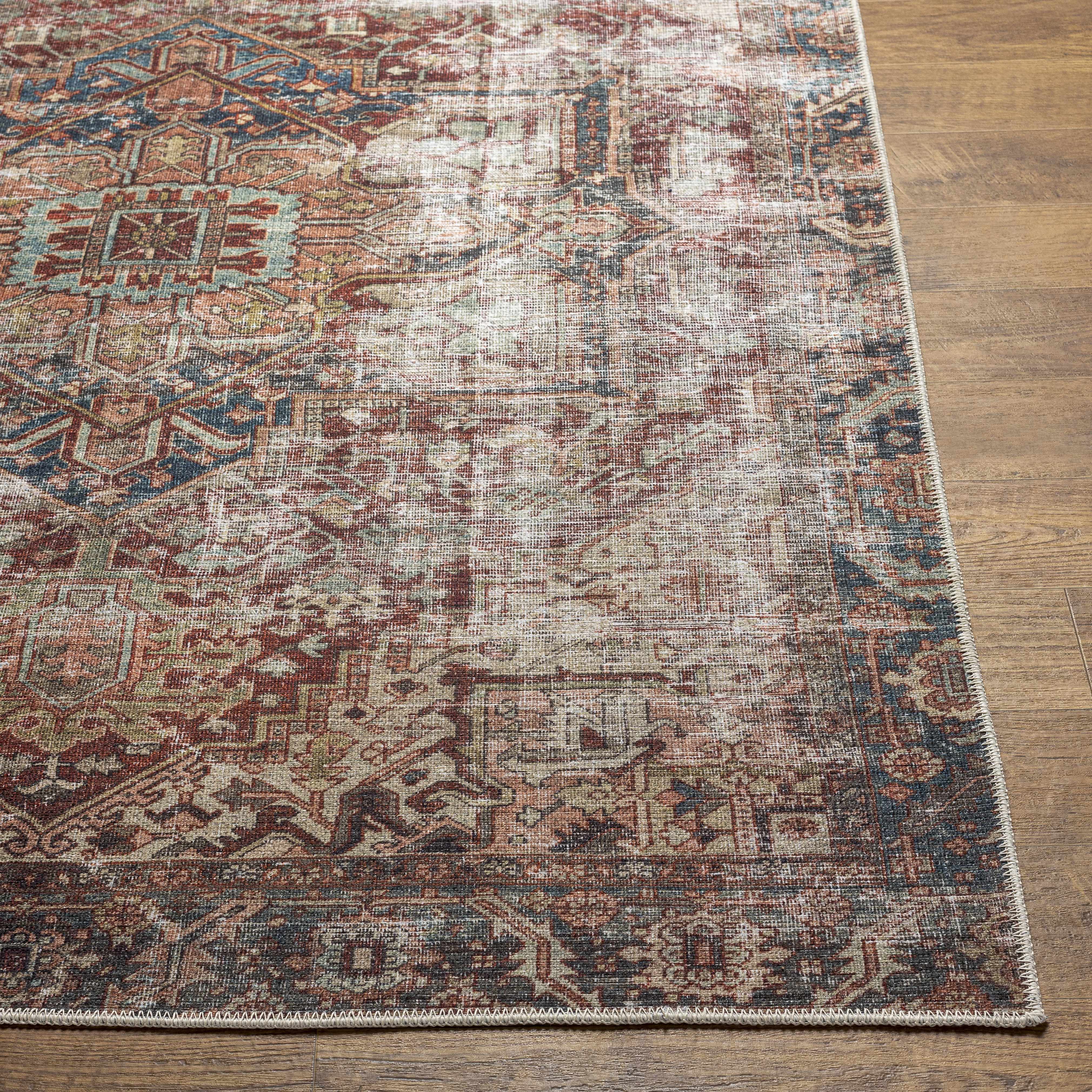 Adtugan Vintage Flat Pile Washable Rug - Image 5