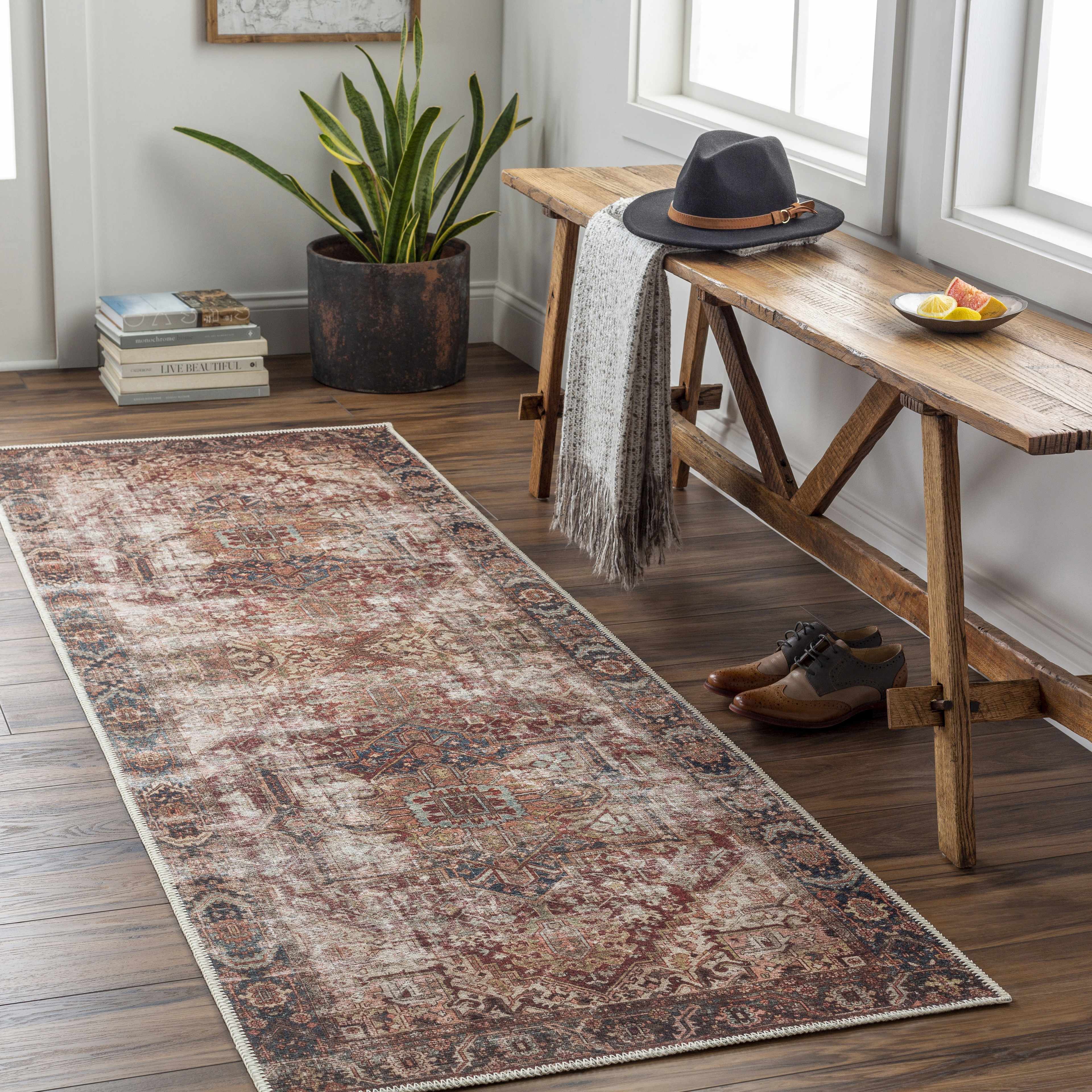 Adtugan Vintage Flat Pile Washable Rug - Image 9
