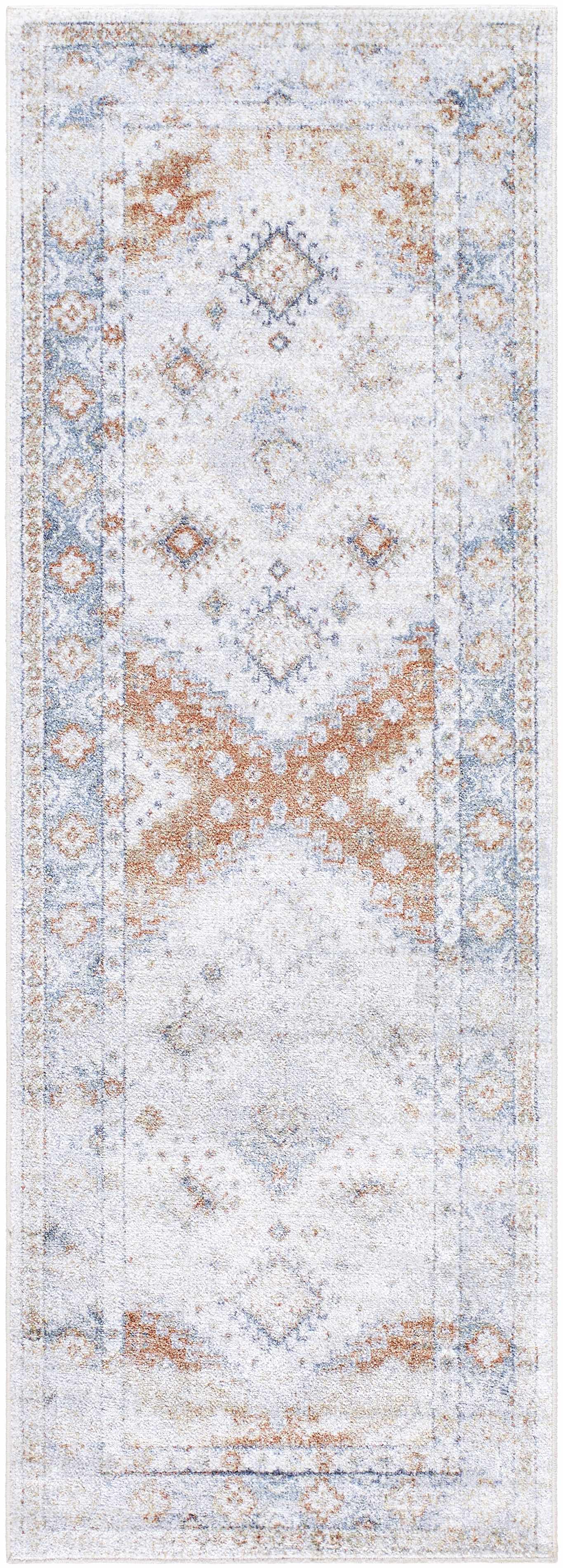 Agaton Blue & Brown Washable Area Rug - Image 10