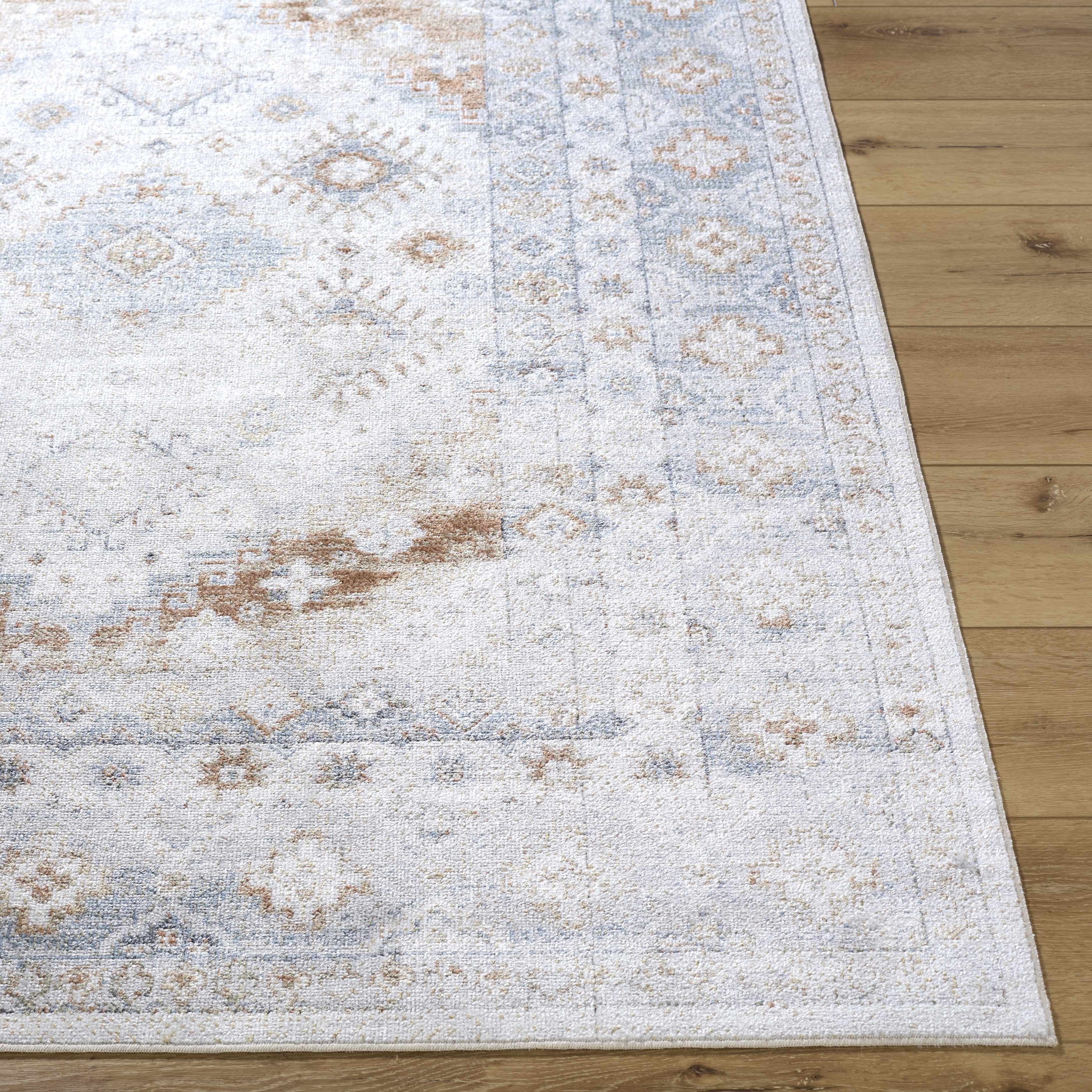 Agaton Blue & Brown Washable Area Rug - Image 4