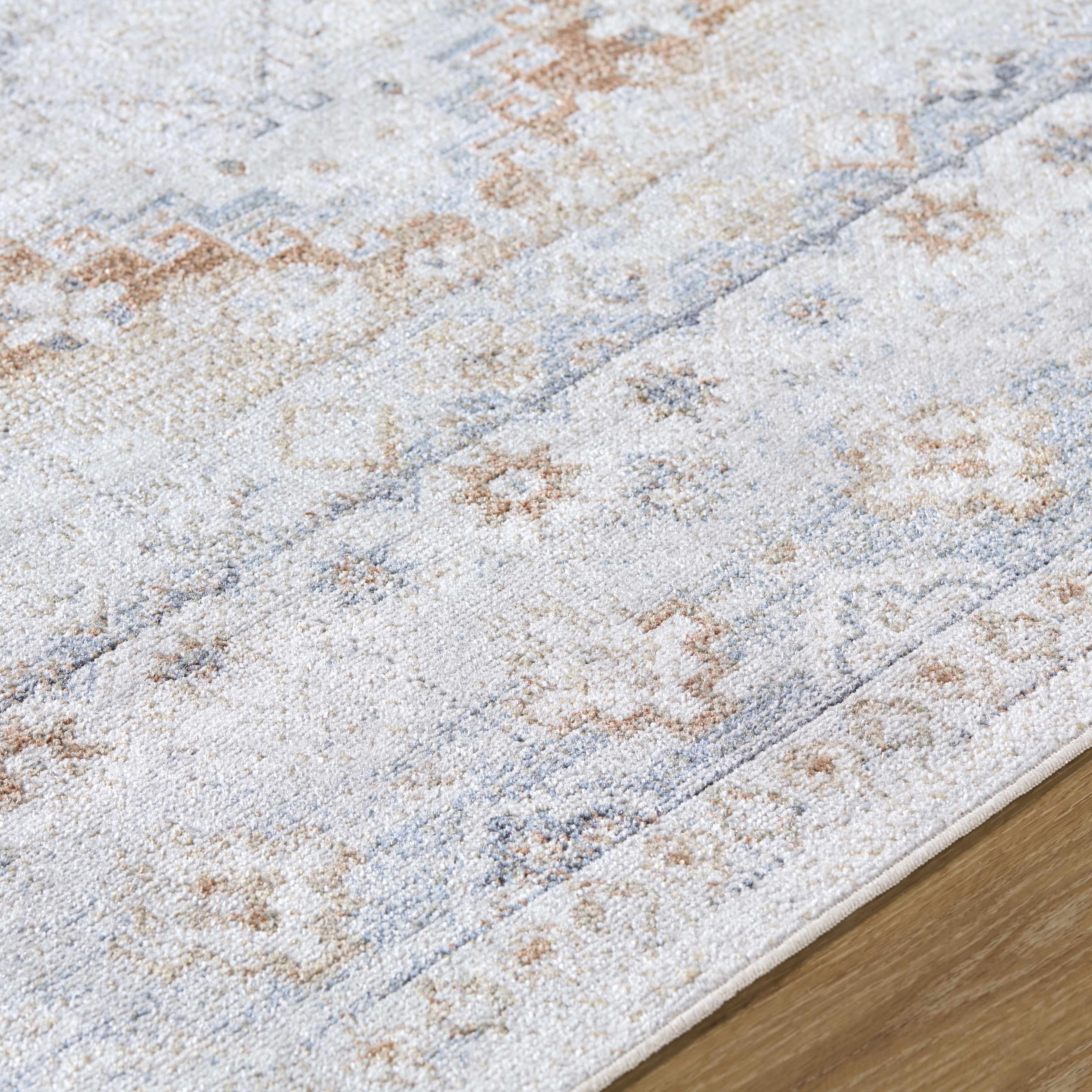 Agaton Blue & Brown Washable Area Rug - Image 7