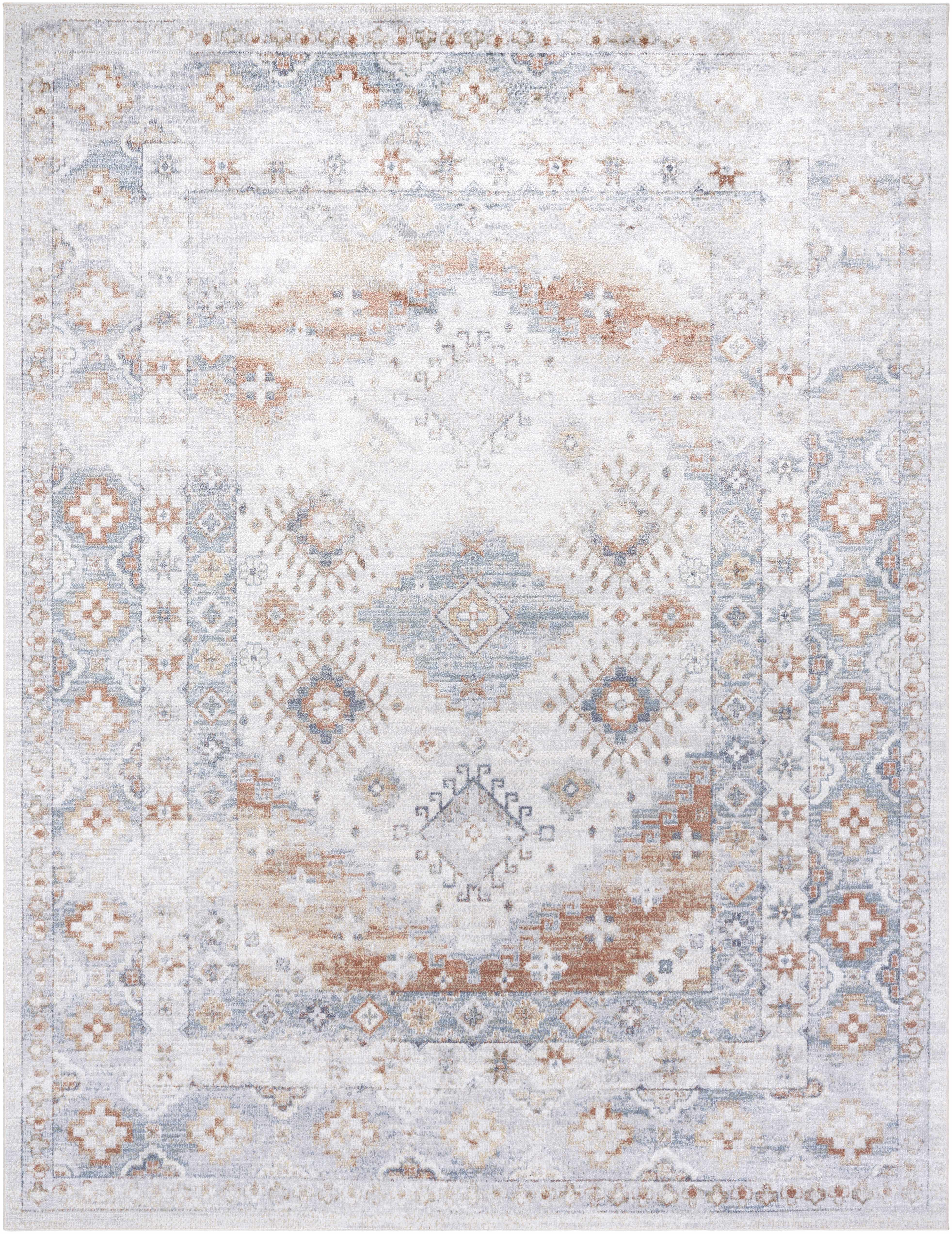 Agaton Blue & Brown Washable Area Rug - Image 9