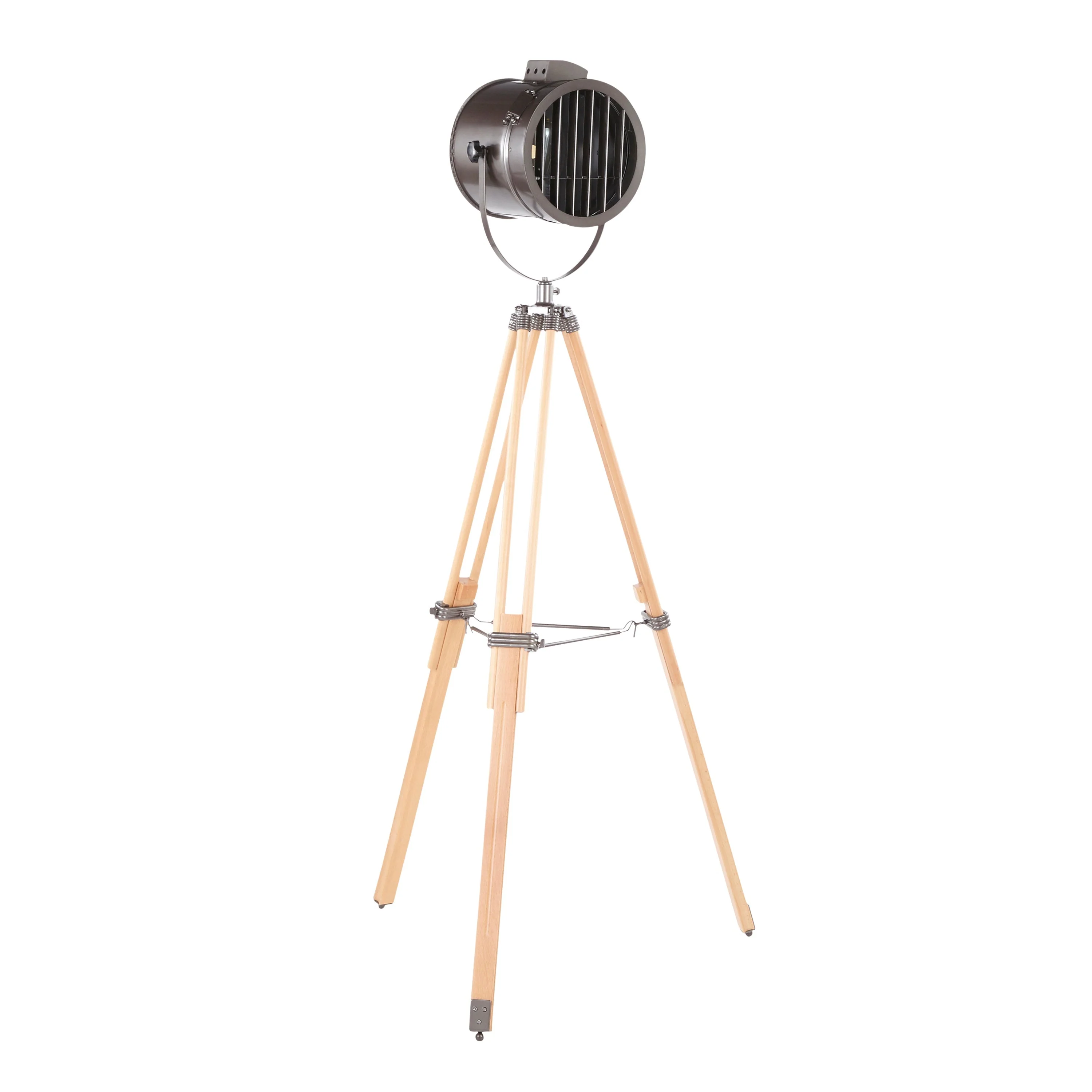 Ahoy Industrial Floor Lamp in Natural Wood and Antique Metal - Image 2