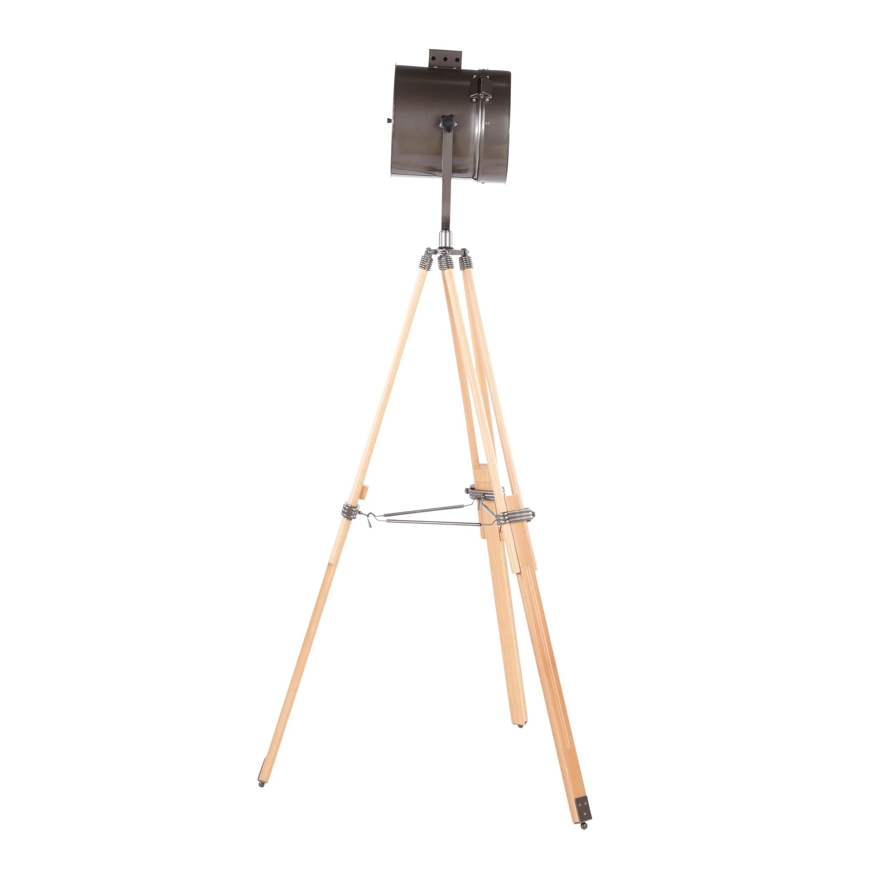 Ahoy Industrial Floor Lamp in Natural Wood and Antique Metal - Image 3