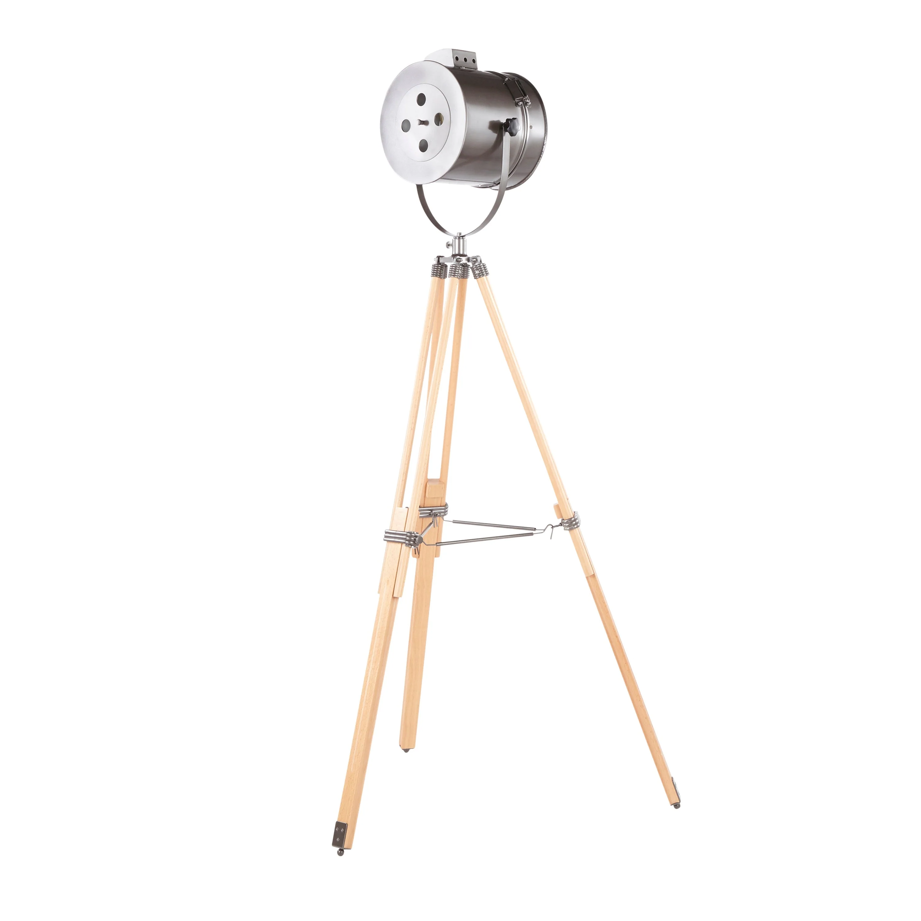 Ahoy Industrial Floor Lamp in Natural Wood and Antique Metal - Image 4
