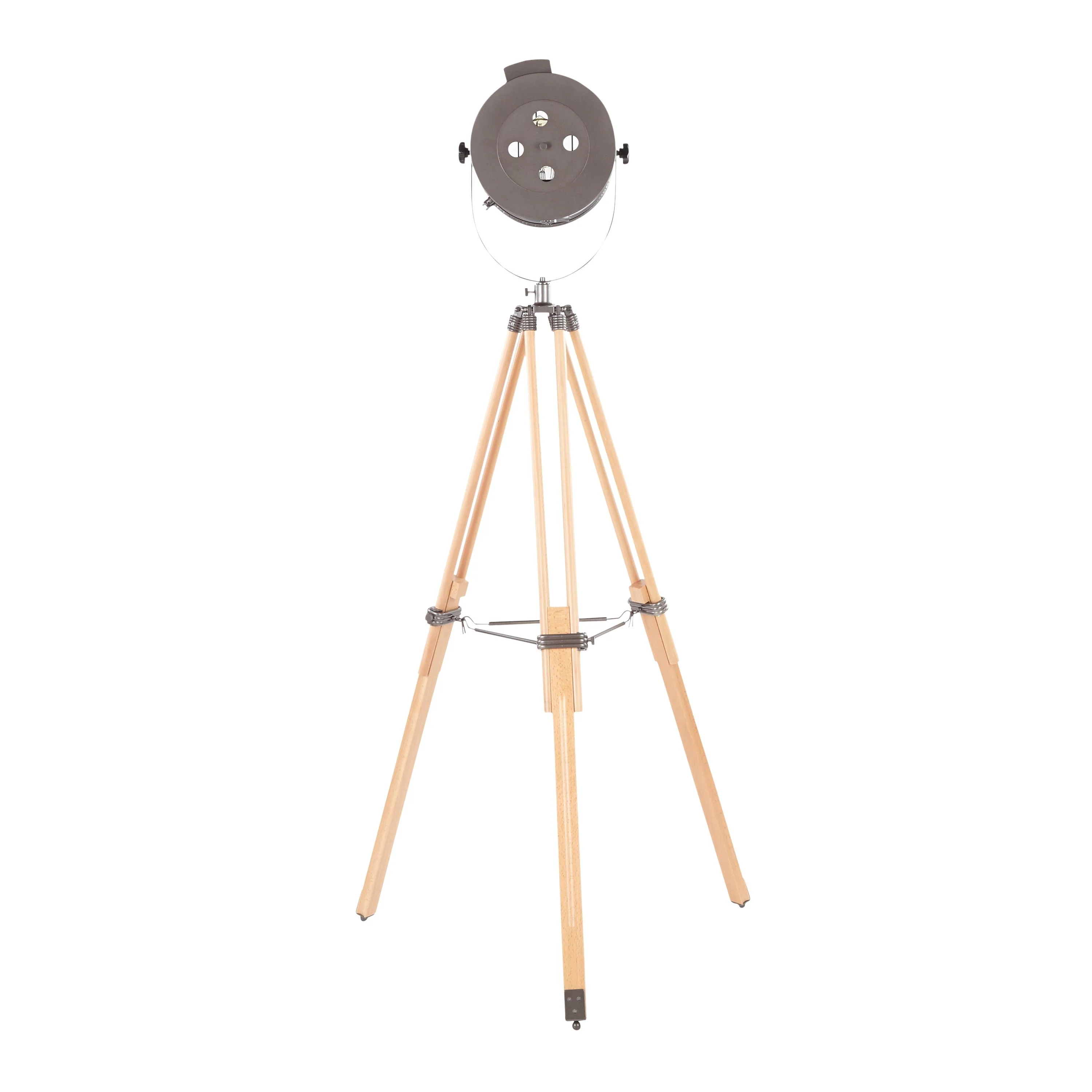Ahoy Industrial Floor Lamp in Natural Wood and Antique Metal - Image 5