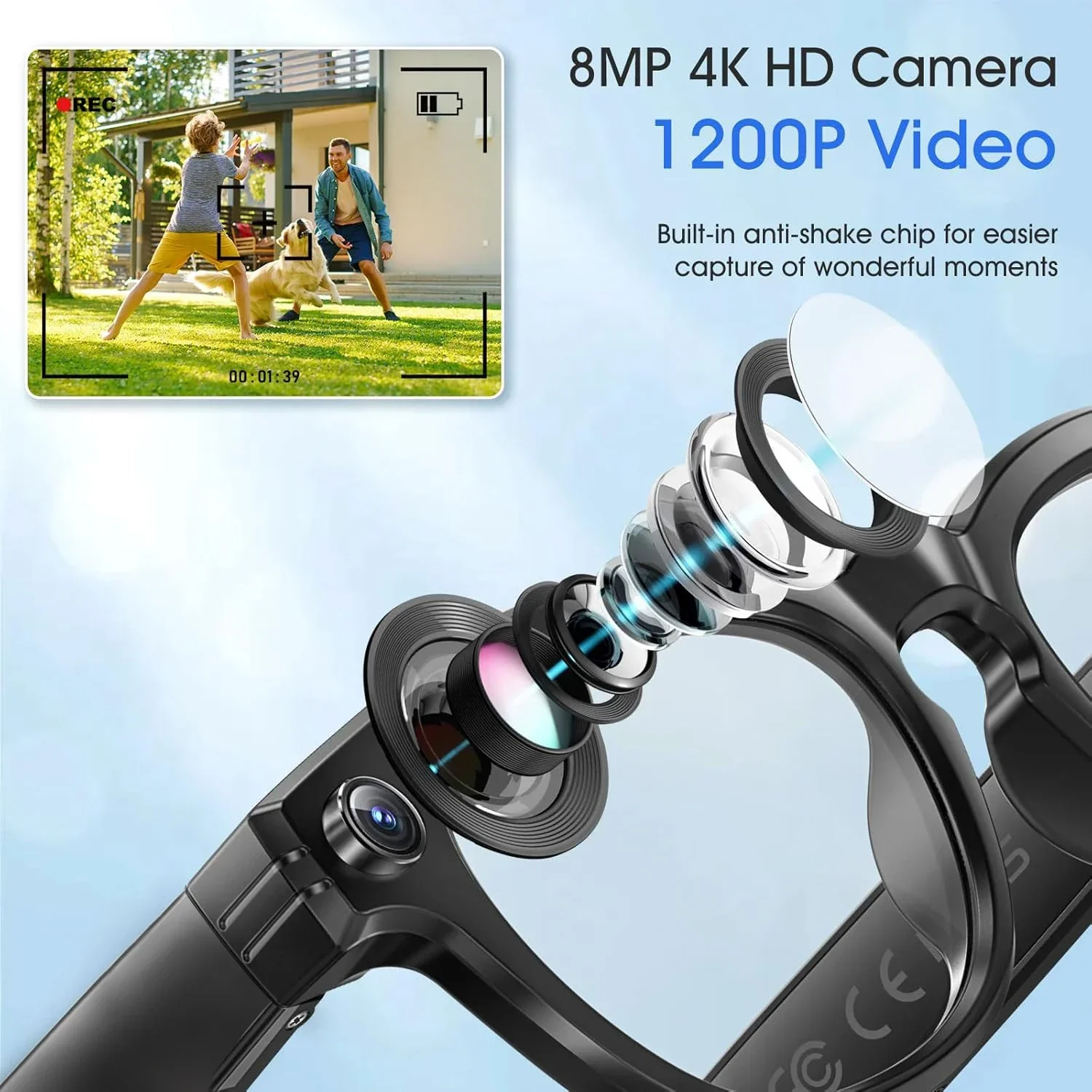 AI Camera Smart Glasses Color-Changing Translation Photo Video Recording Sunglasses - Image 2
