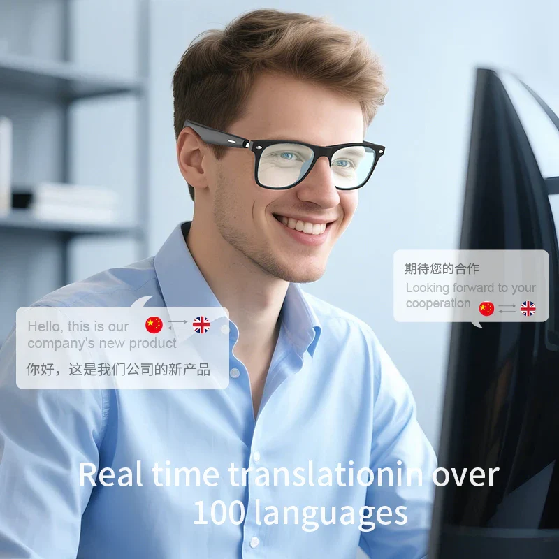 AI Smart Glasses Bluetooth Translation Sunglasses Call Headphones UV Protection - Image 2