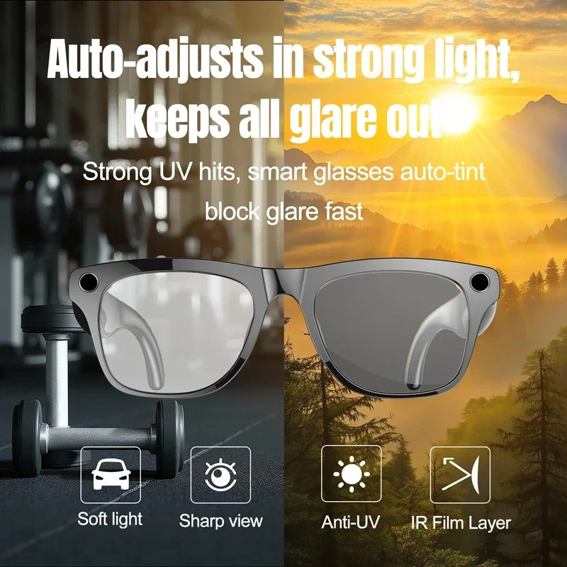 AI Smart Glasses Photochromic Camera Bluetooth Call Music Voice Assistant - Image 4