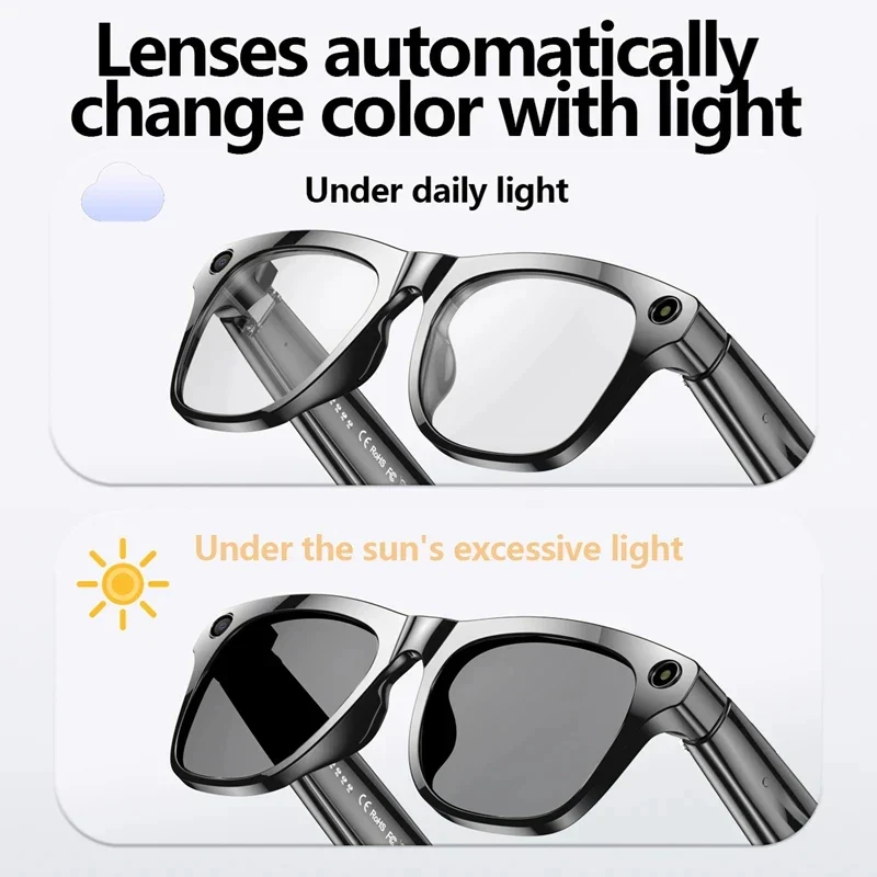 AI Smart Glasses Photochromic Camera Bluetooth Call Music Voice Assistant - Image 6