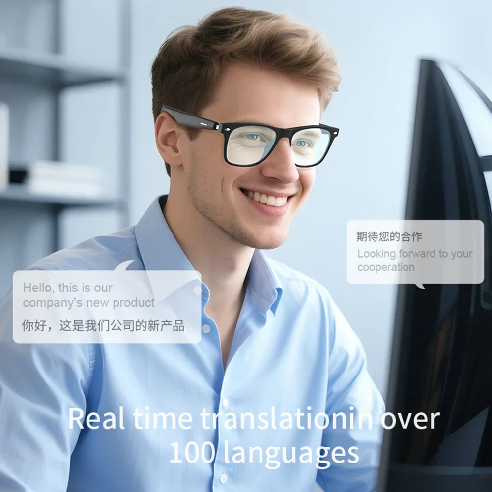 AI Translation Smart Glasses Bluetooth Music Headphones 130 Languages Travel - Image 2
