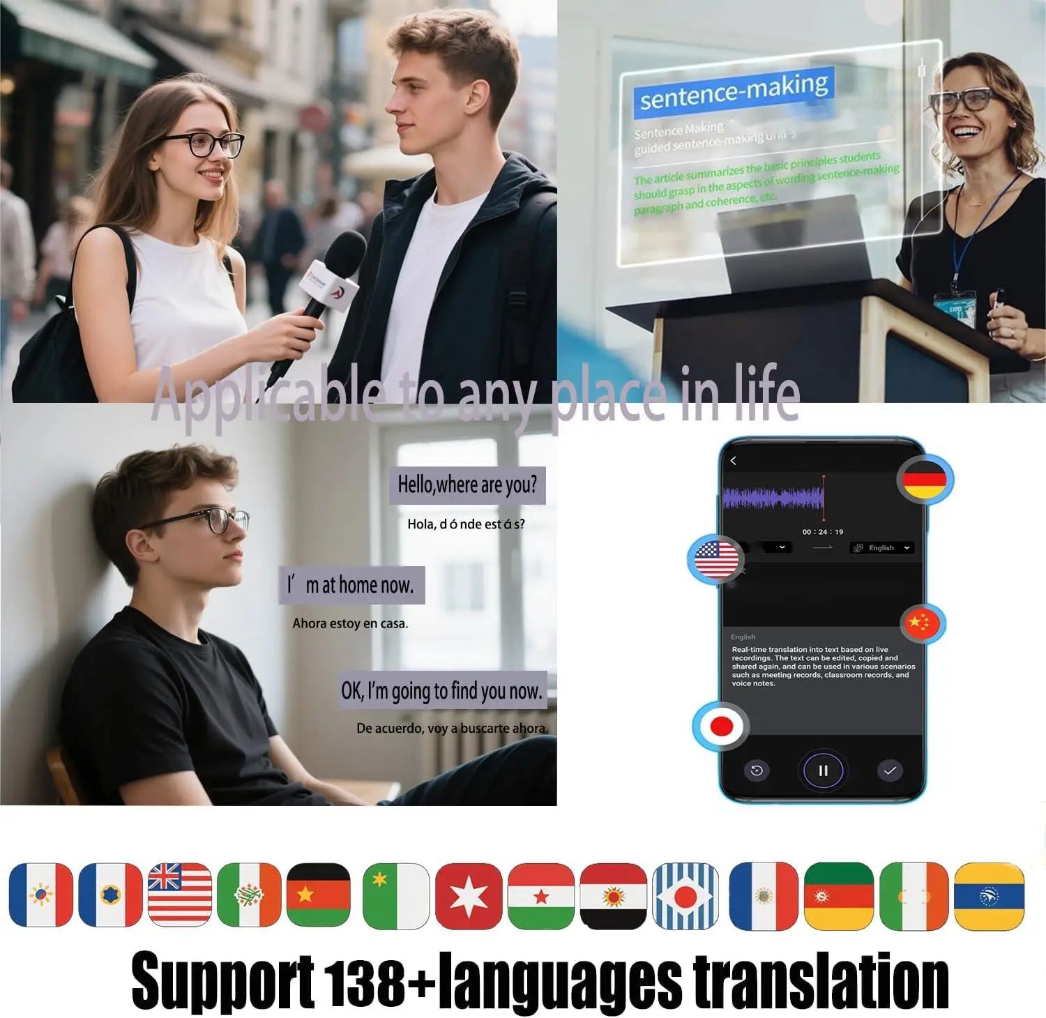 AI Translation Smart Glasses Photochromic Lenses Real Time 160+ Languages - Image 6