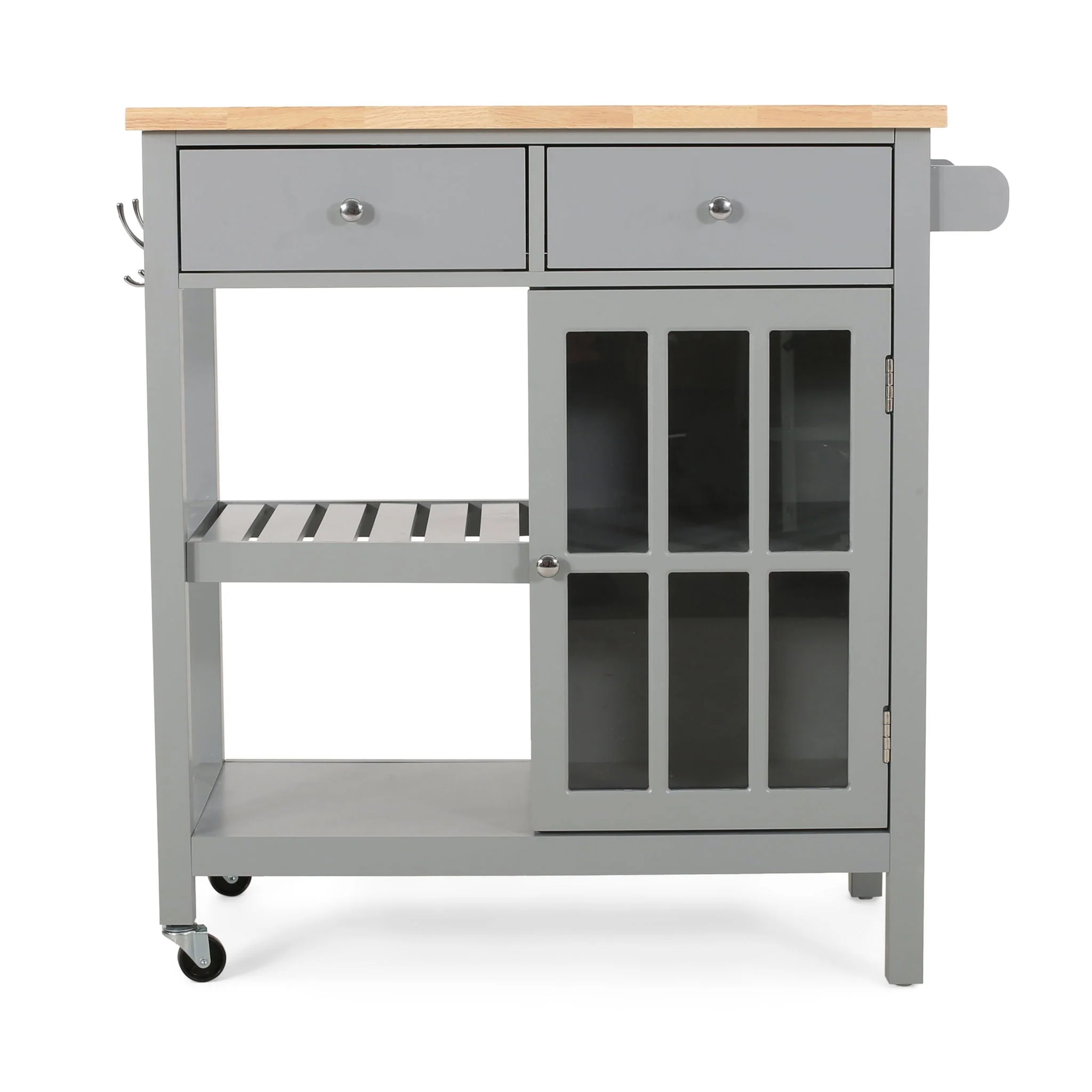 Aidah Contemporary Kitchen Cart With Wheels - Gray - Image 3