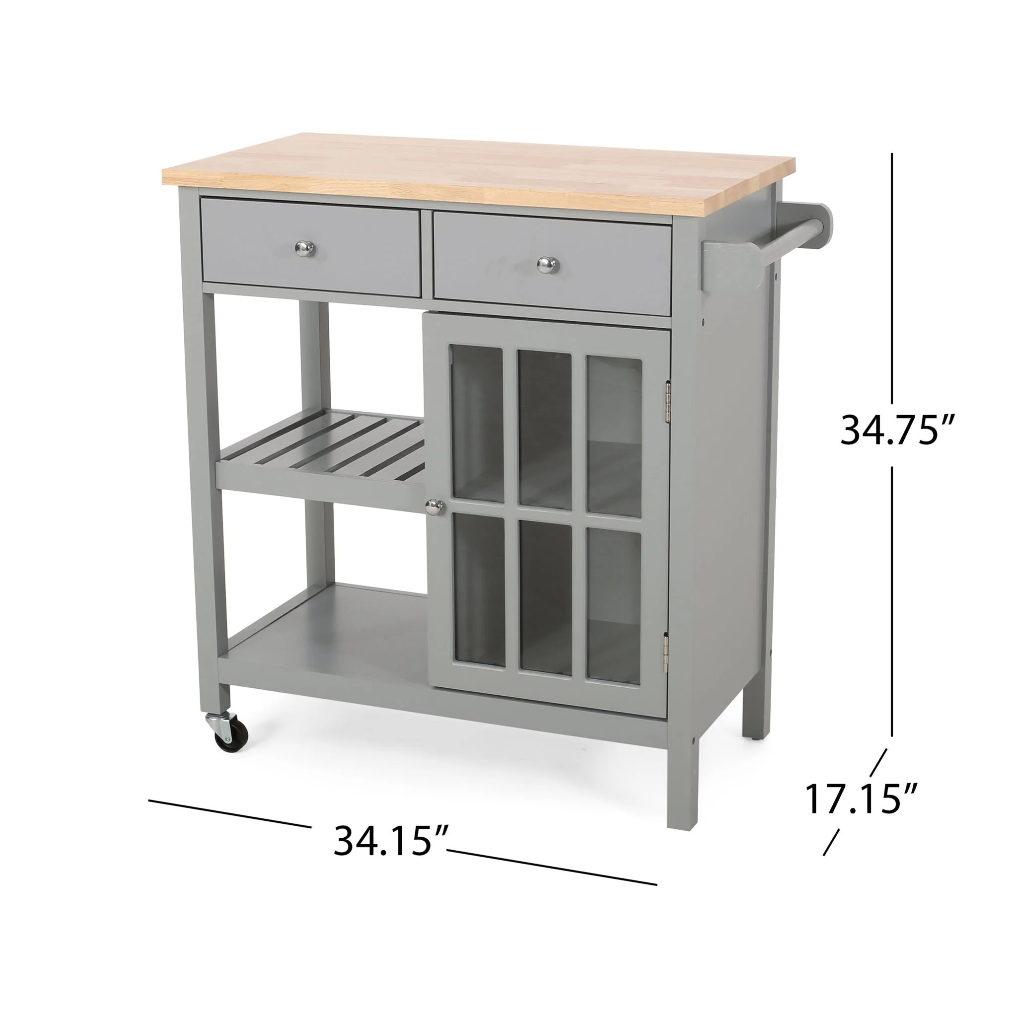 Aidah Contemporary Kitchen Cart With Wheels - Gray - Image 4