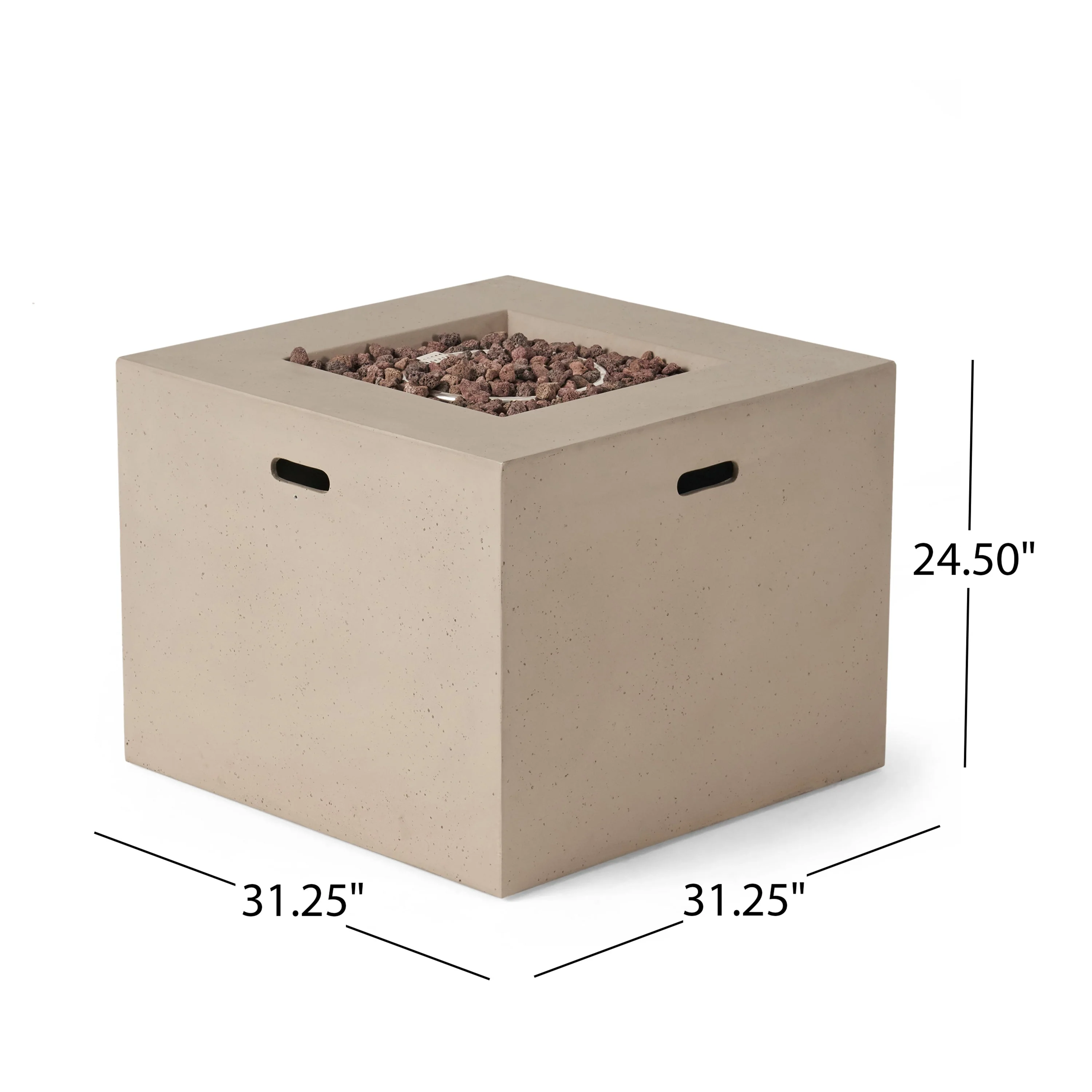 AIDAN 31' Square Fire Pit 40,000 BTU Light Grey Magnesium Oxide 31.25' - Image 3