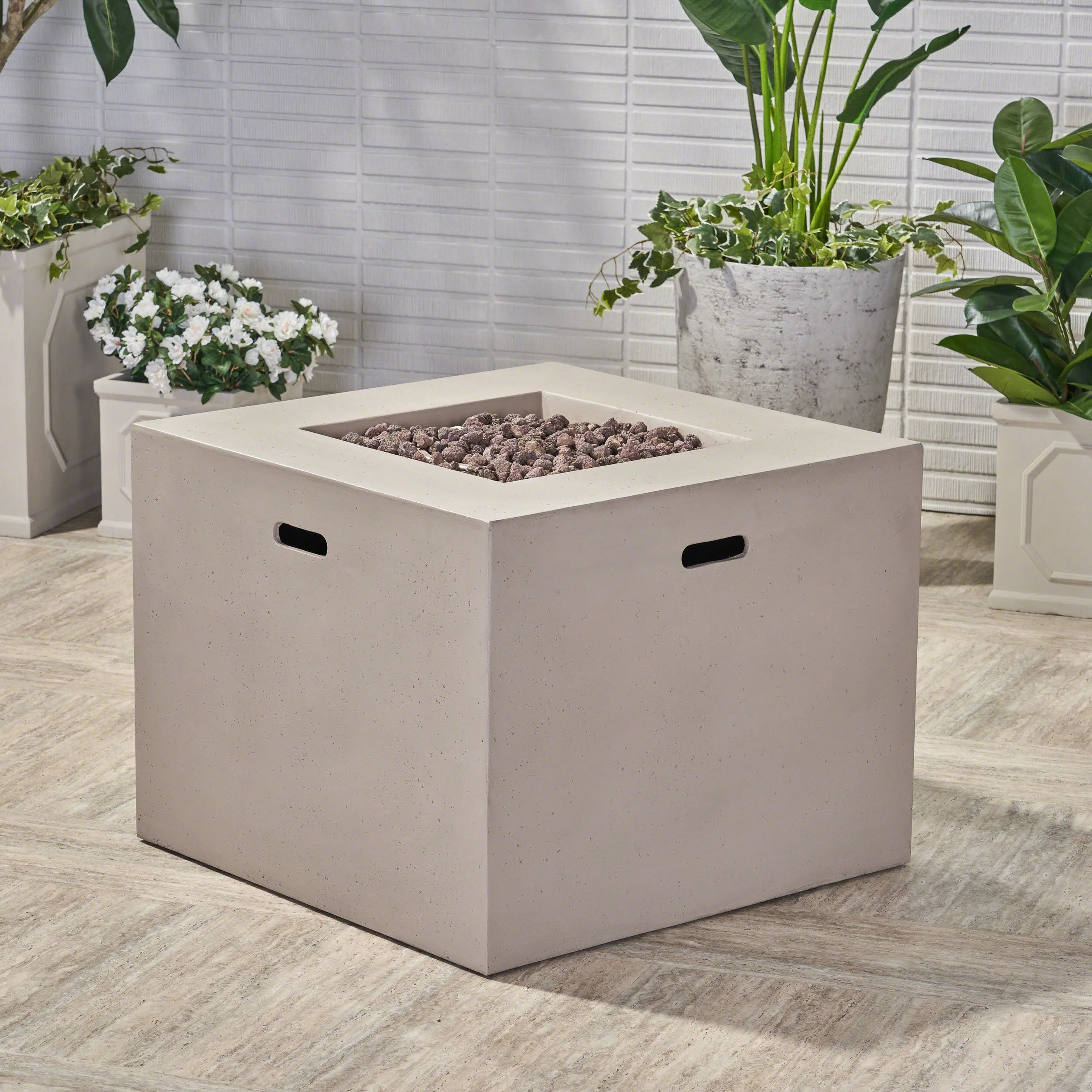 AIDAN 31' Square Fire Pit 40,000 BTU Light Grey Magnesium Oxide 31.25' - Image 4