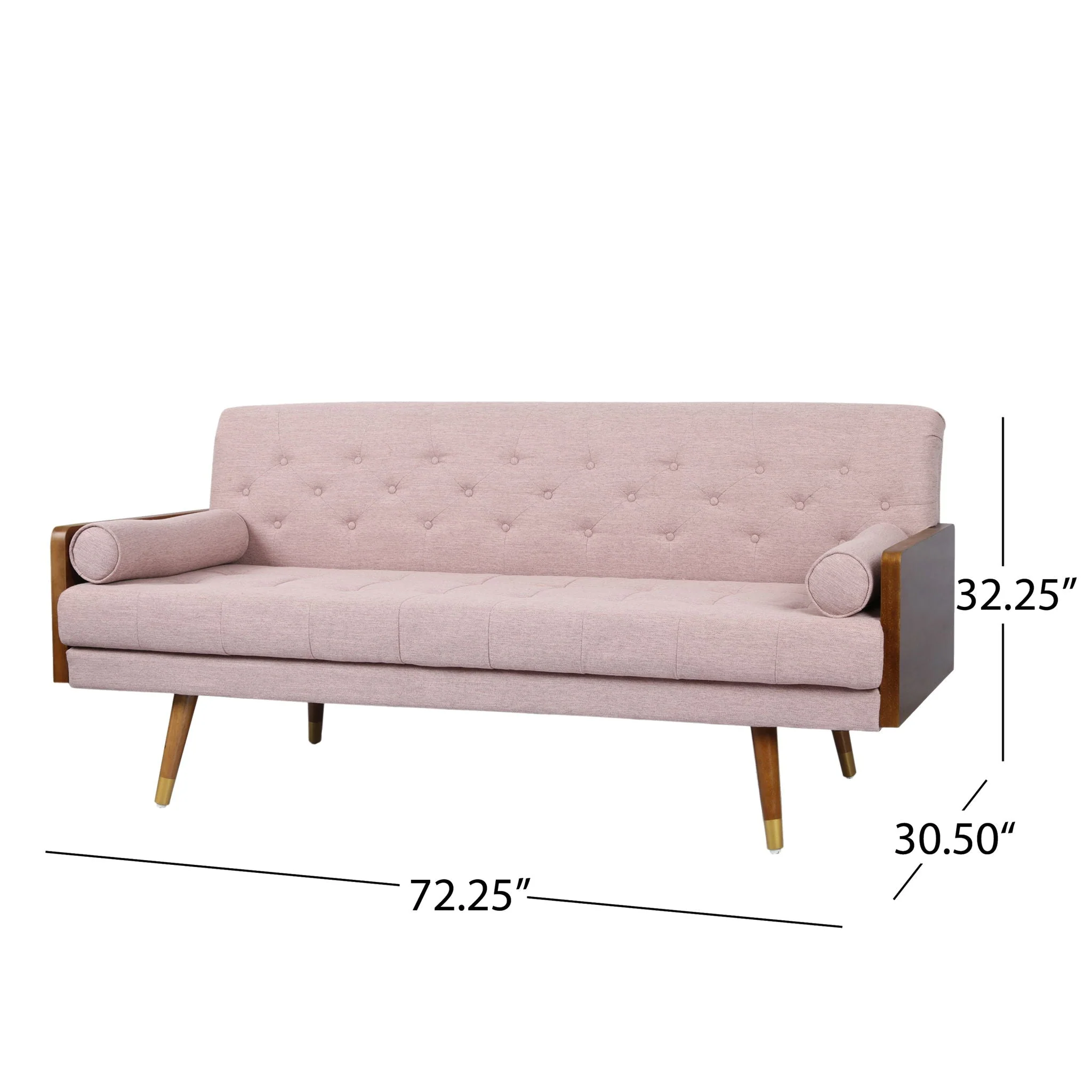 Aidan Mid Century Modern Tufted Fabric Sofa - Image 3