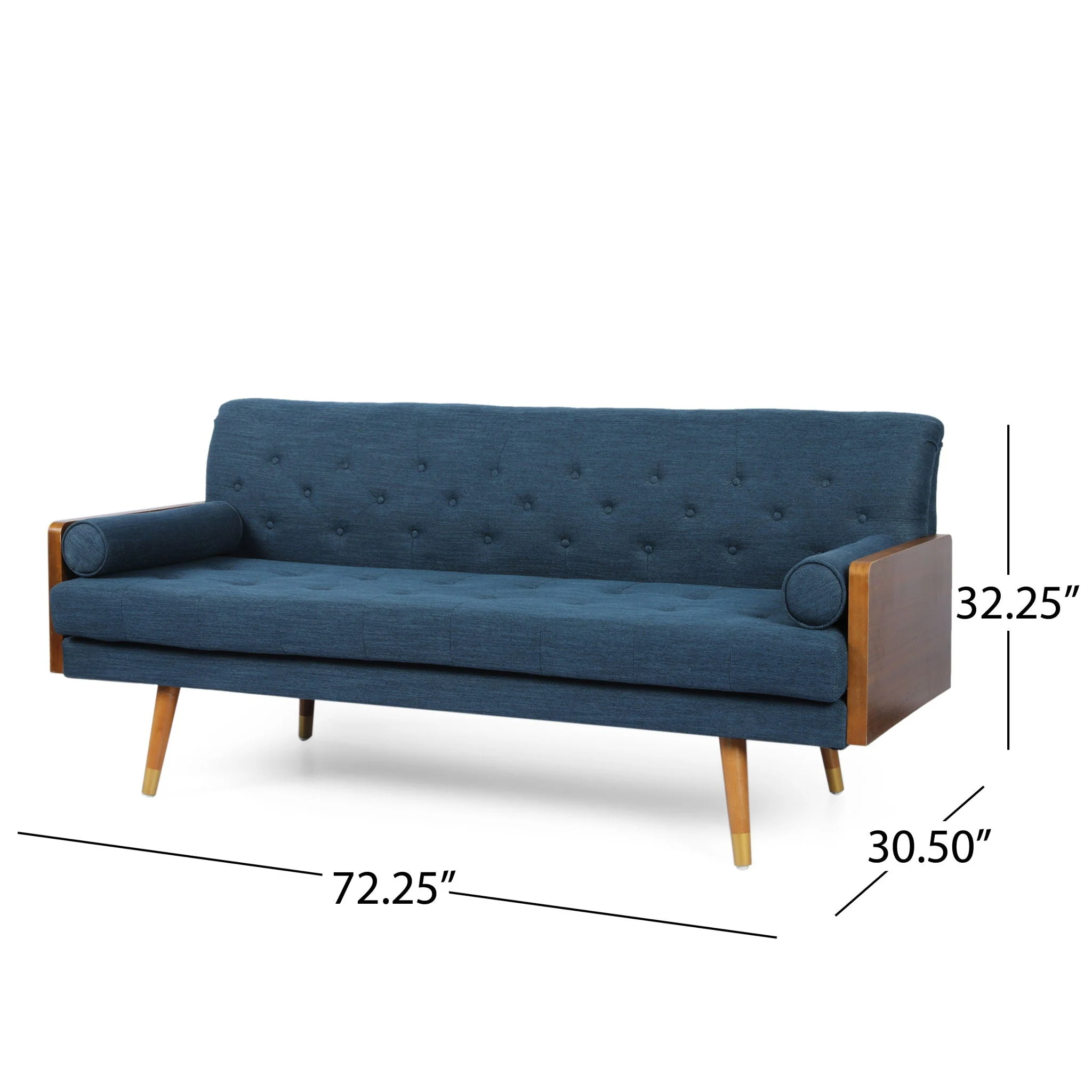 Aidan Mid Century Modern Tufted Fabric Sofa - Image 4
