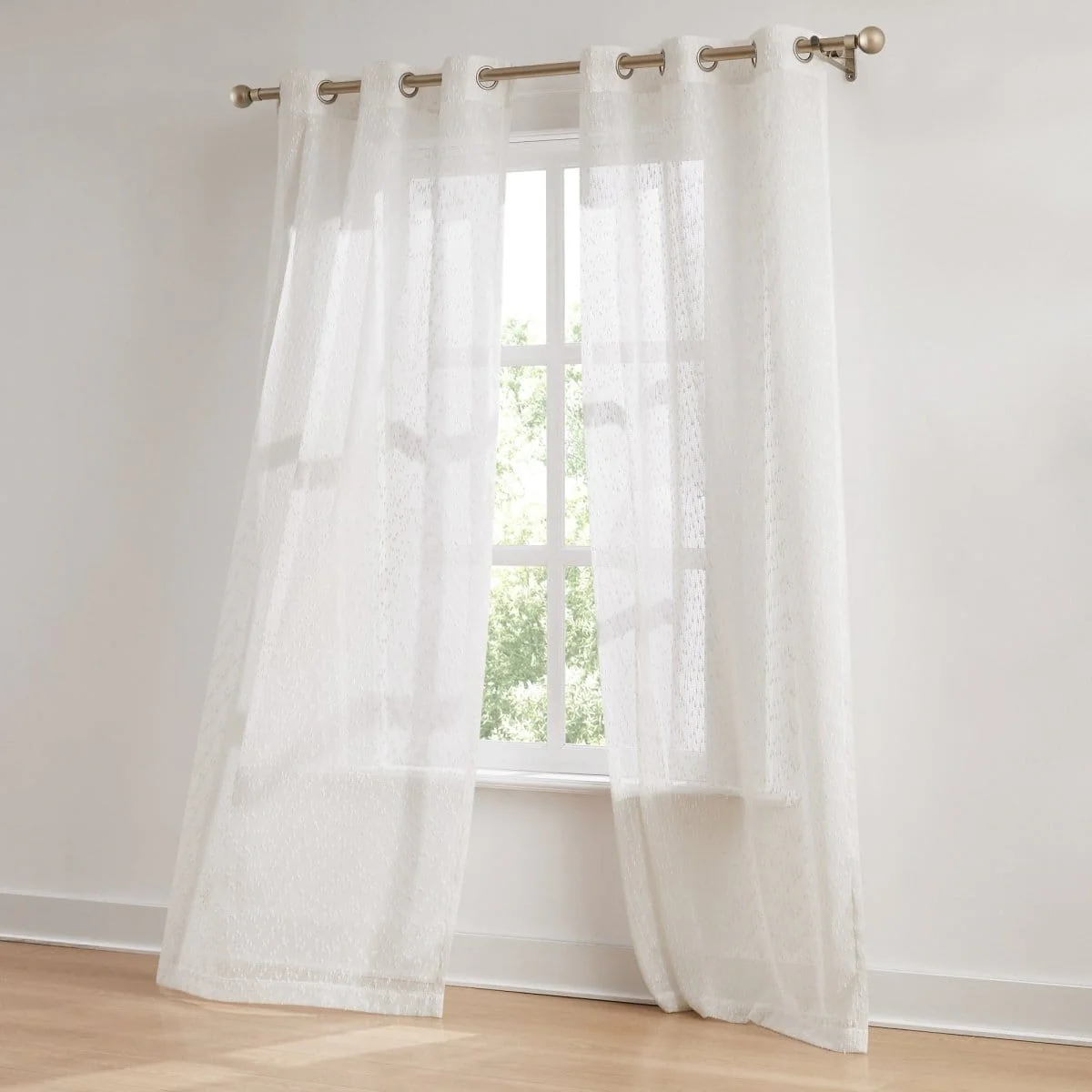 Aileen Textured Raindrop Sheer Window Curtain Panels - Image 3