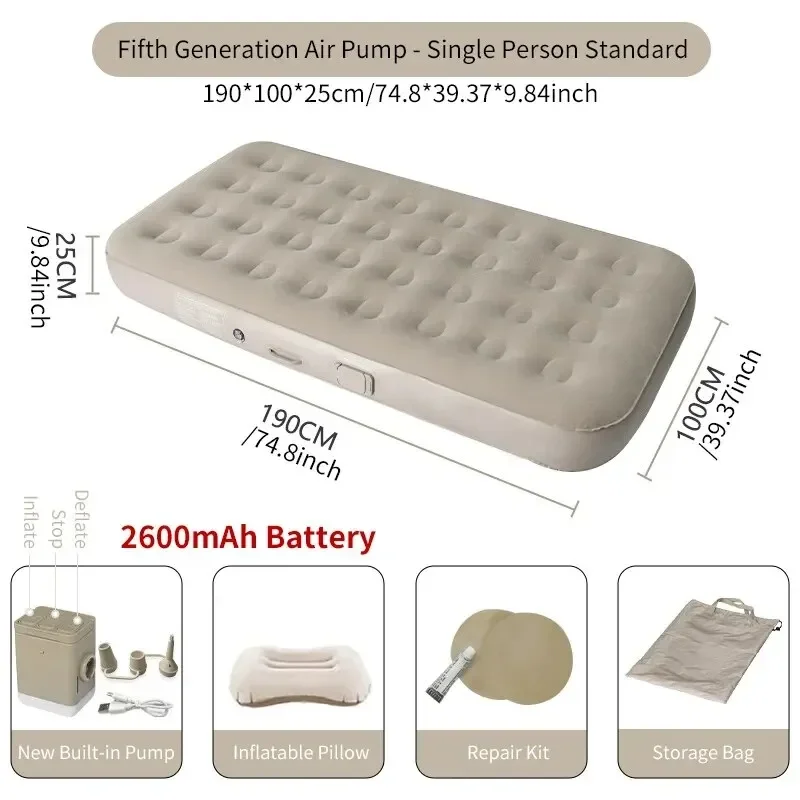Air Mattress with Built-In Pump Self-Inflating Double Sleeping Pad for Camping Indoors - Image 7