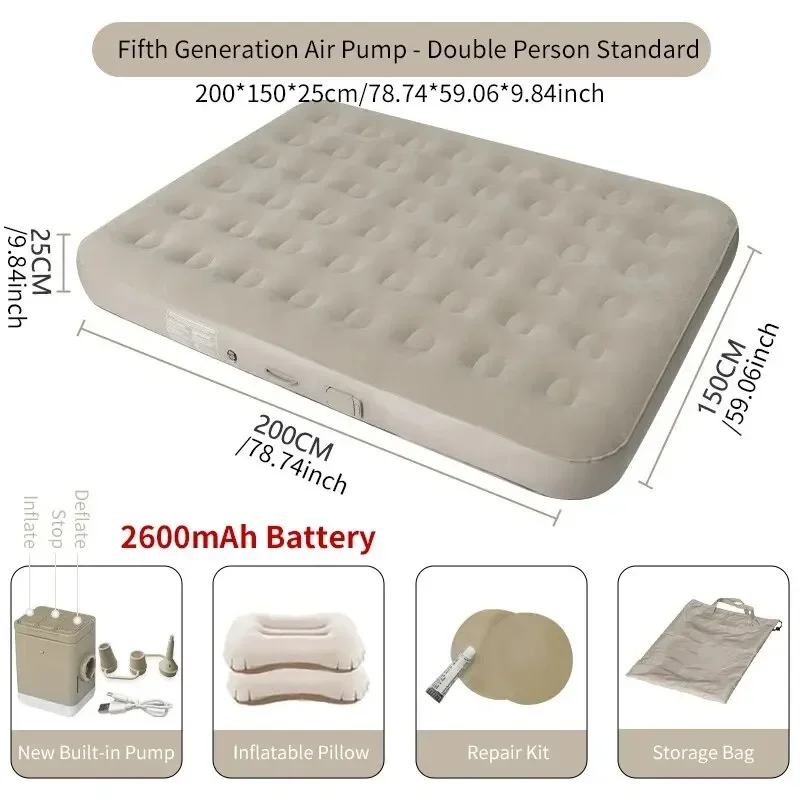 Air Mattress with Built-In Pump Self-Inflating Double Sleeping Pad for Camping Indoors - Image 8