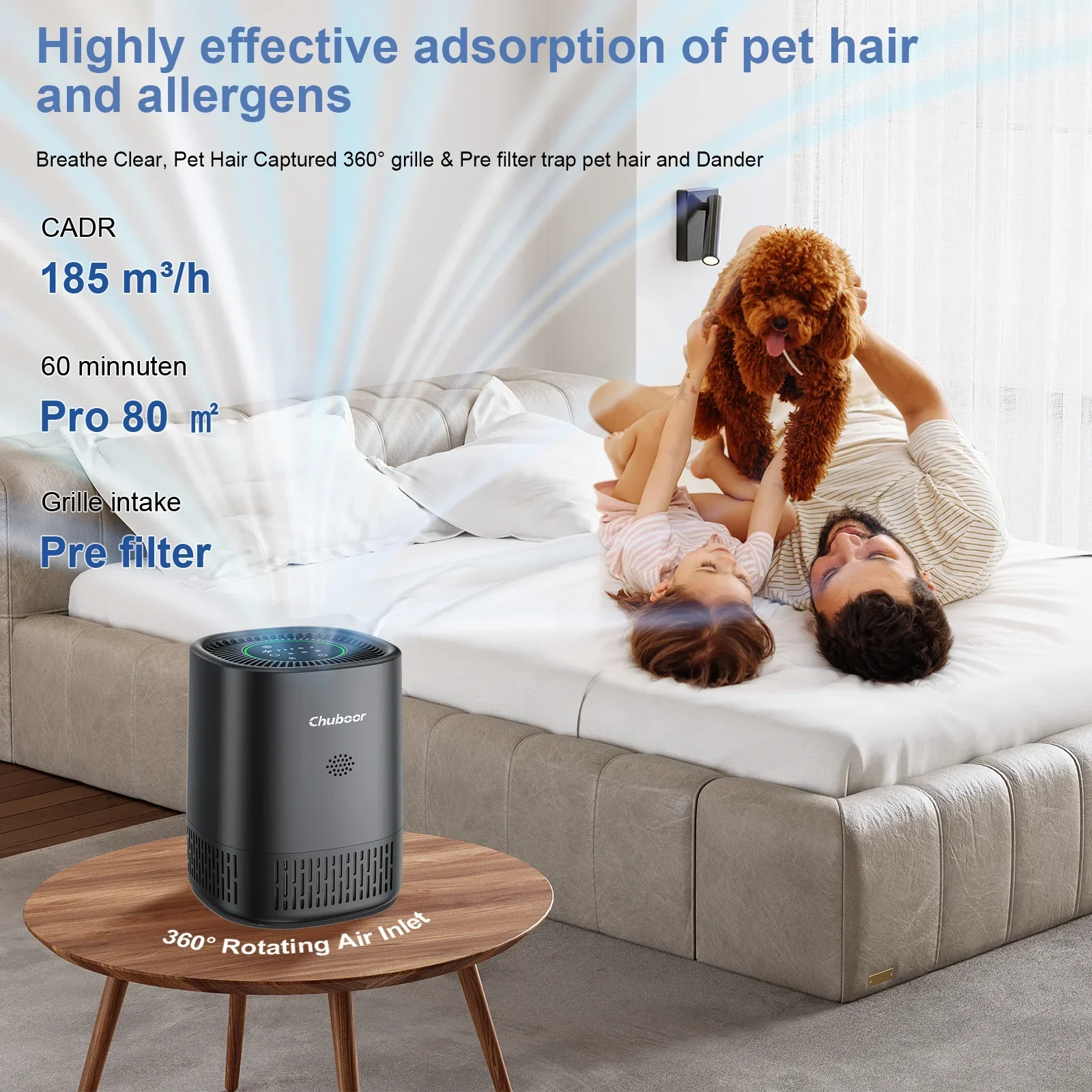 Air Purifier for Bedroom Home with HEPA Filter Smoke Allergies Pet Odor Dust - Image 3
